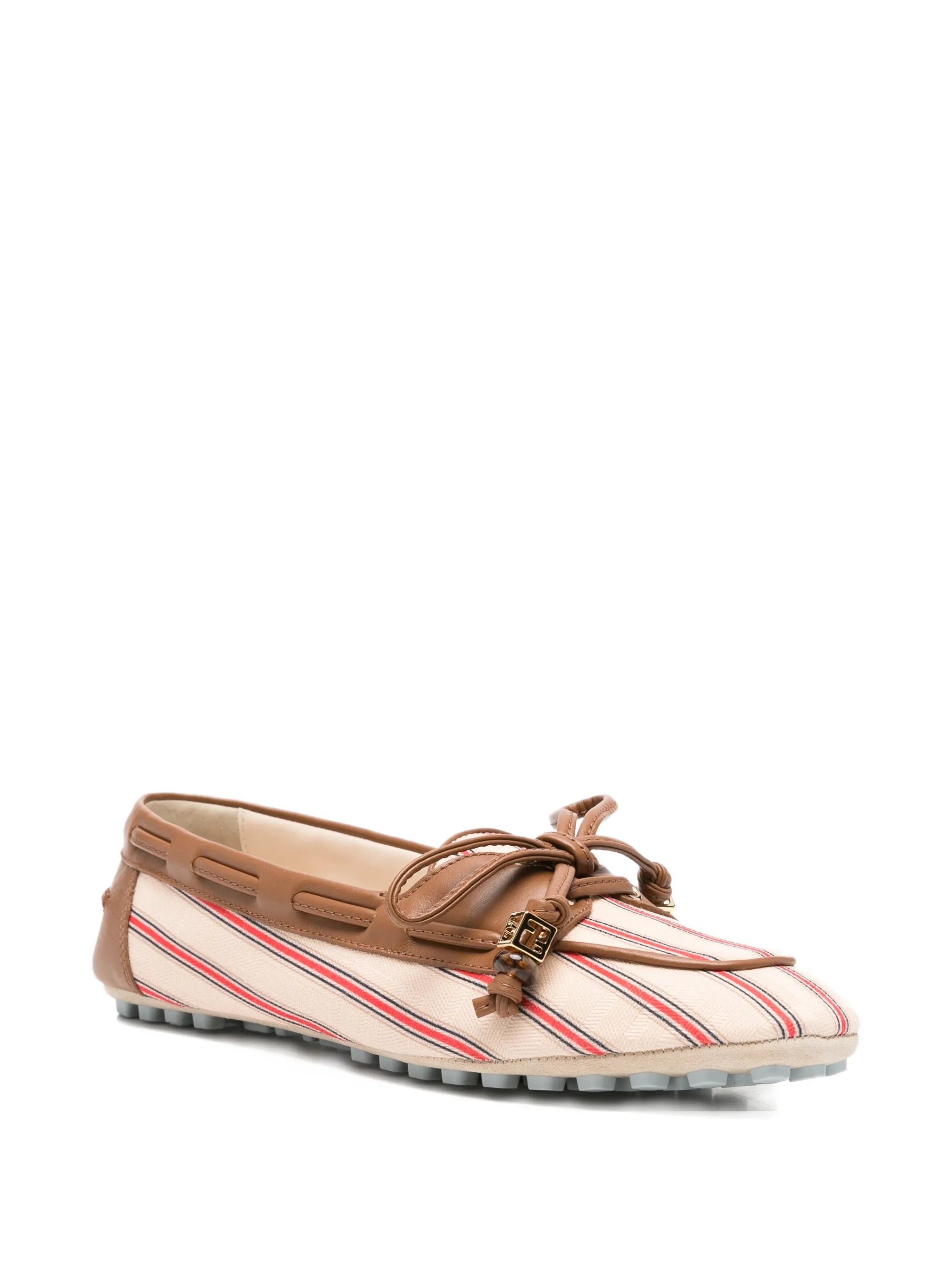 striped leather-trim loafers