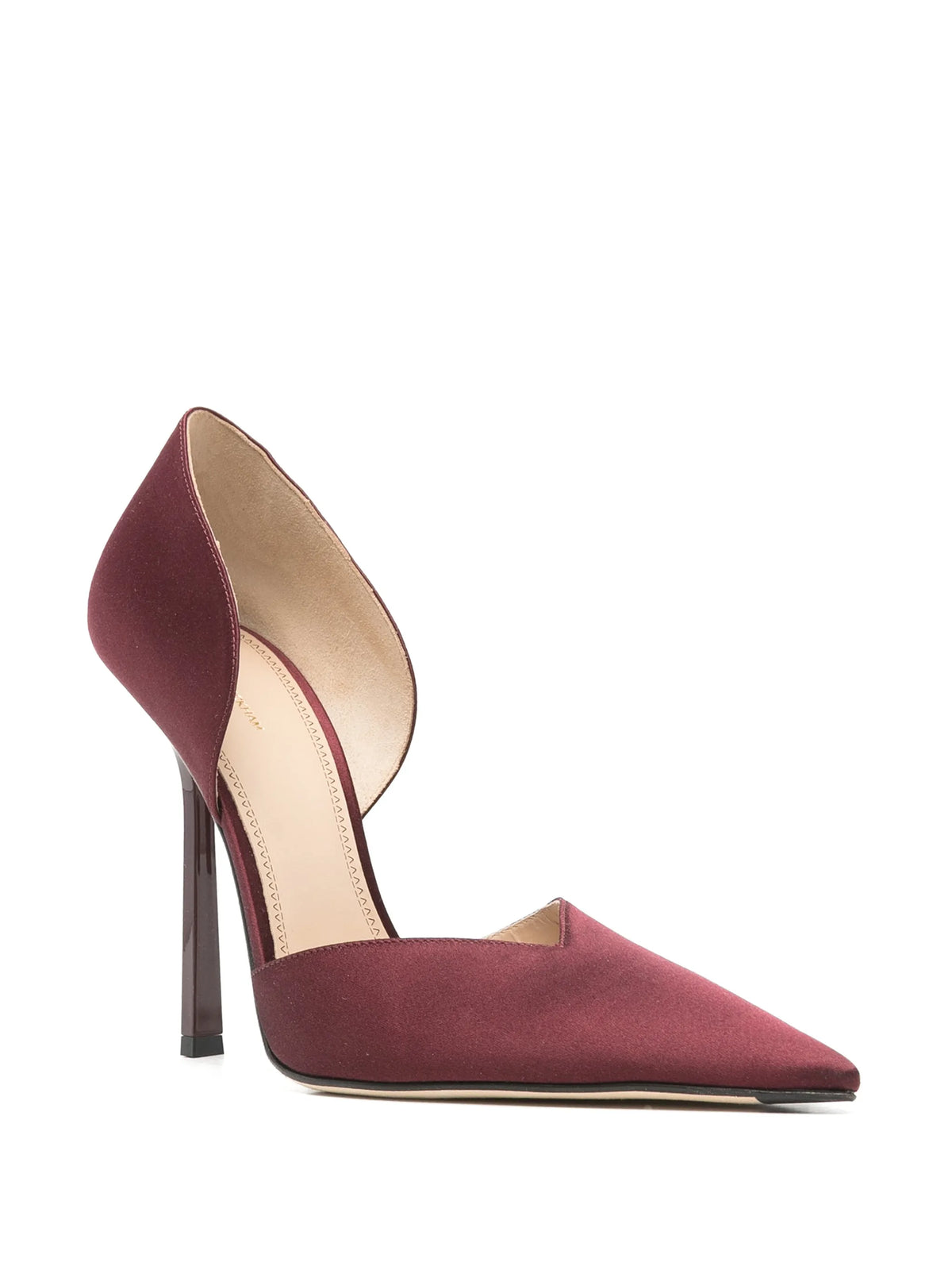 Victoria Angle d'Orsay satin pumps 115 burgundy satin