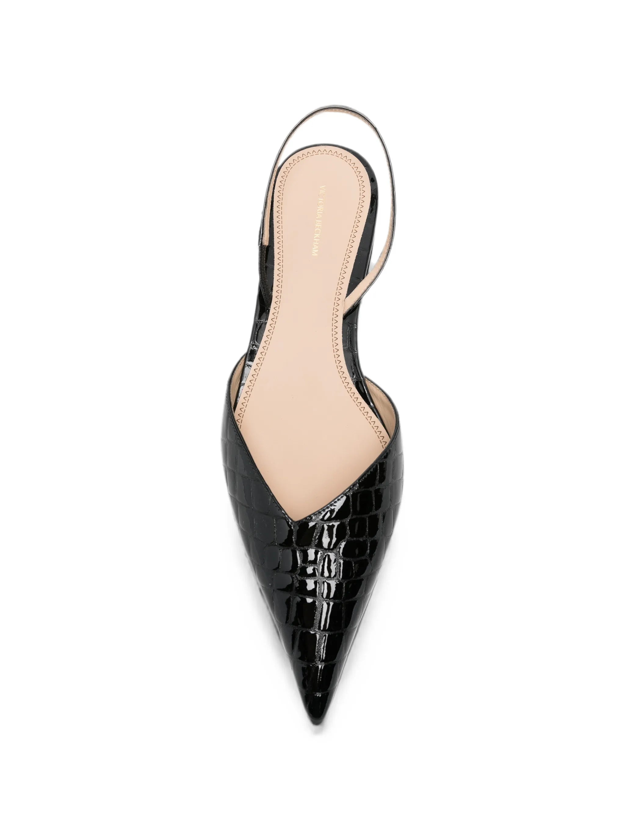 Victoria Angle croc-effect slingback pumps