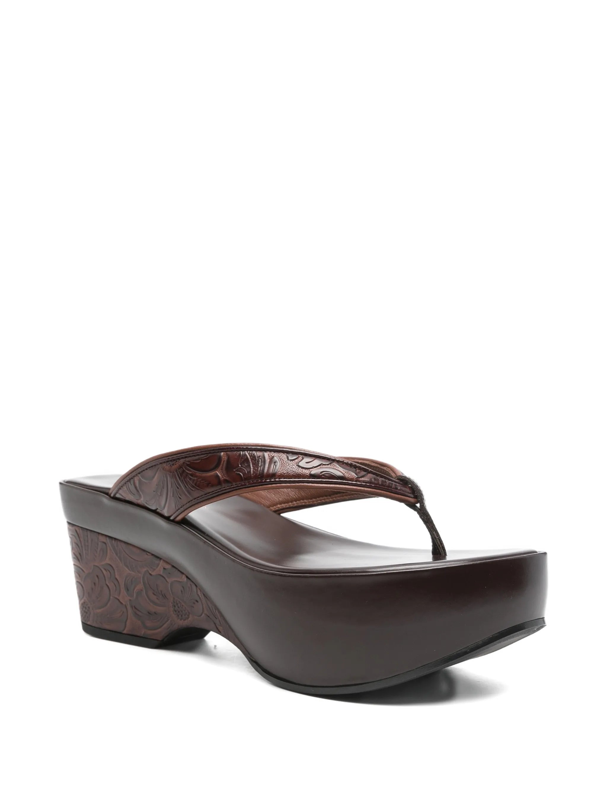floral-pattern wedge sandals