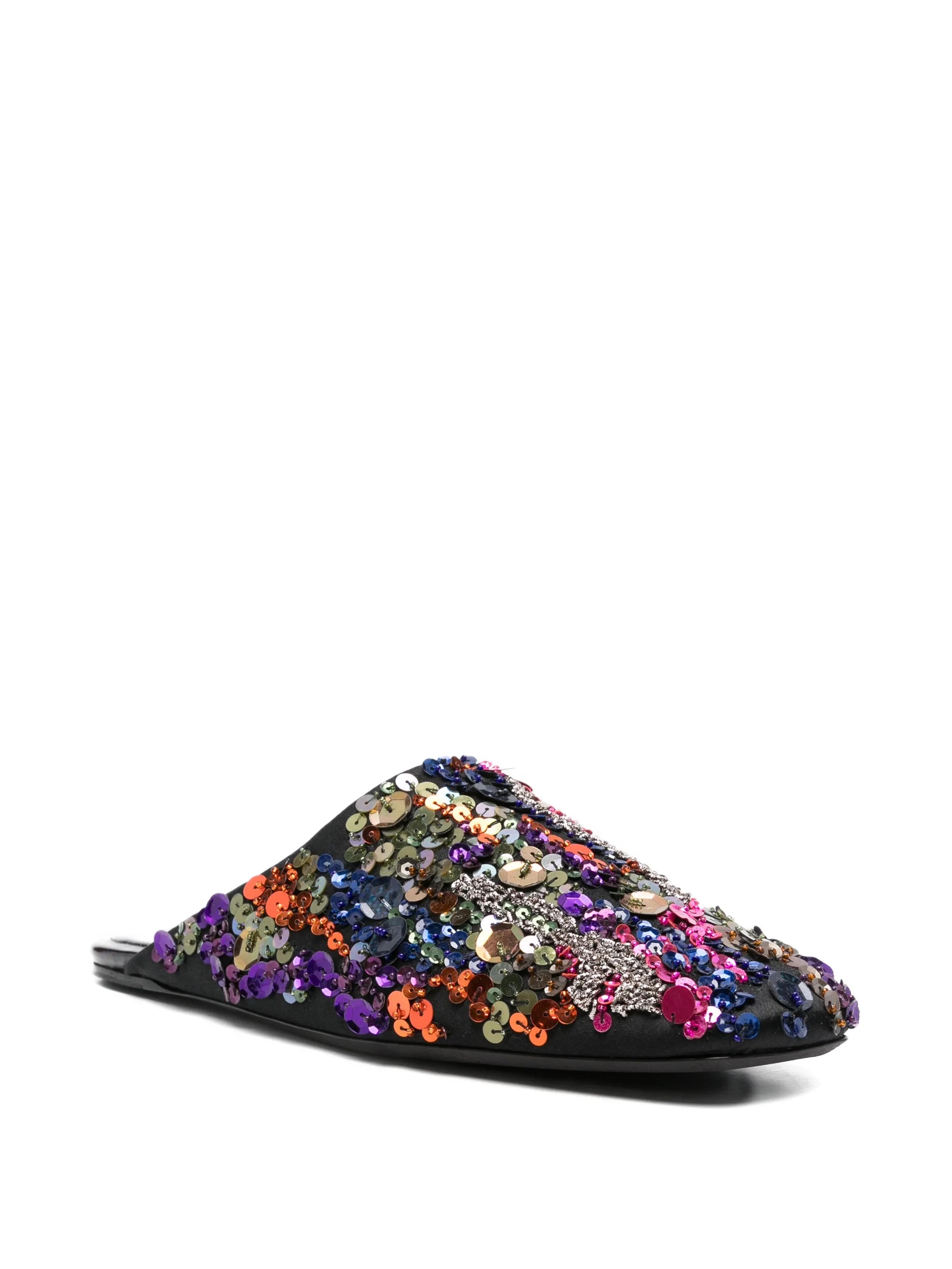 embellished flat mules