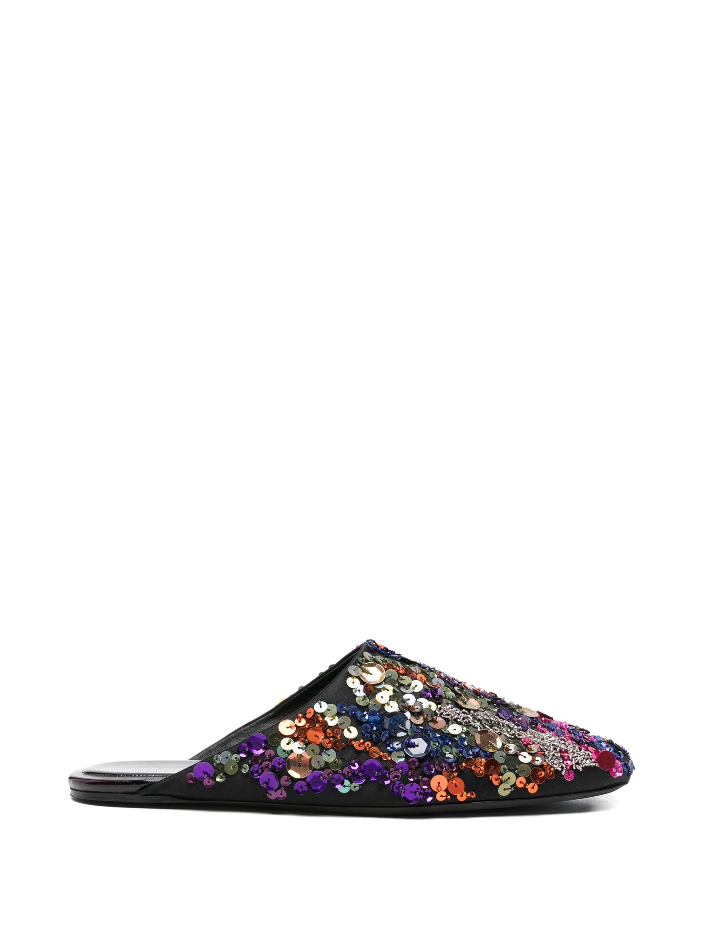 embellished flat mules