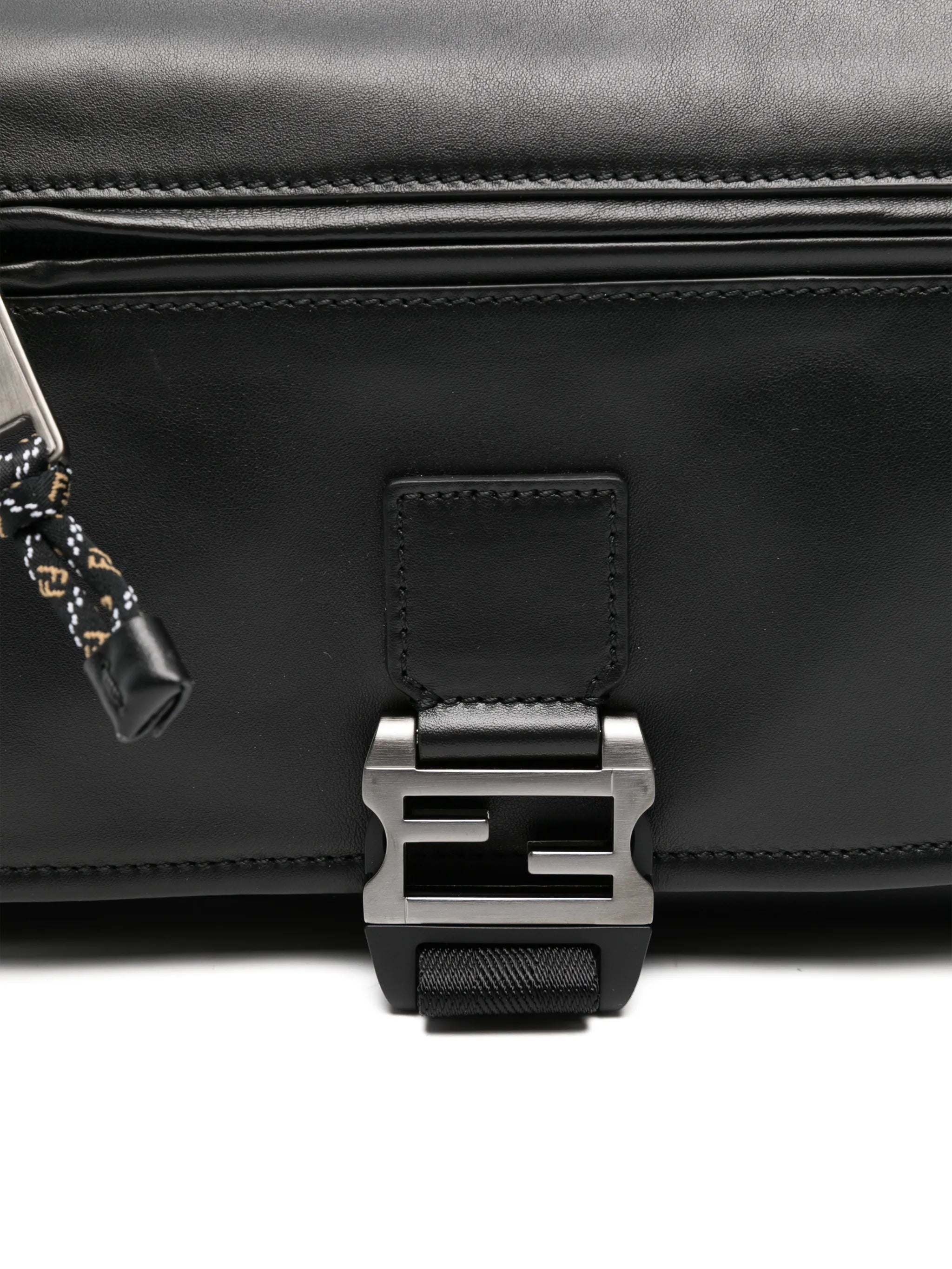 Flux buckle leather messenger bag