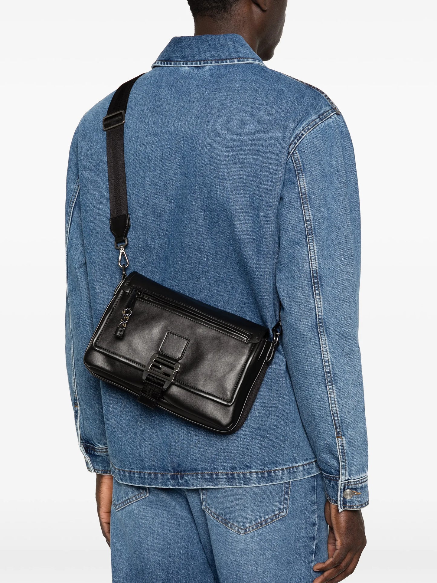 Flux buckle leather messenger bag