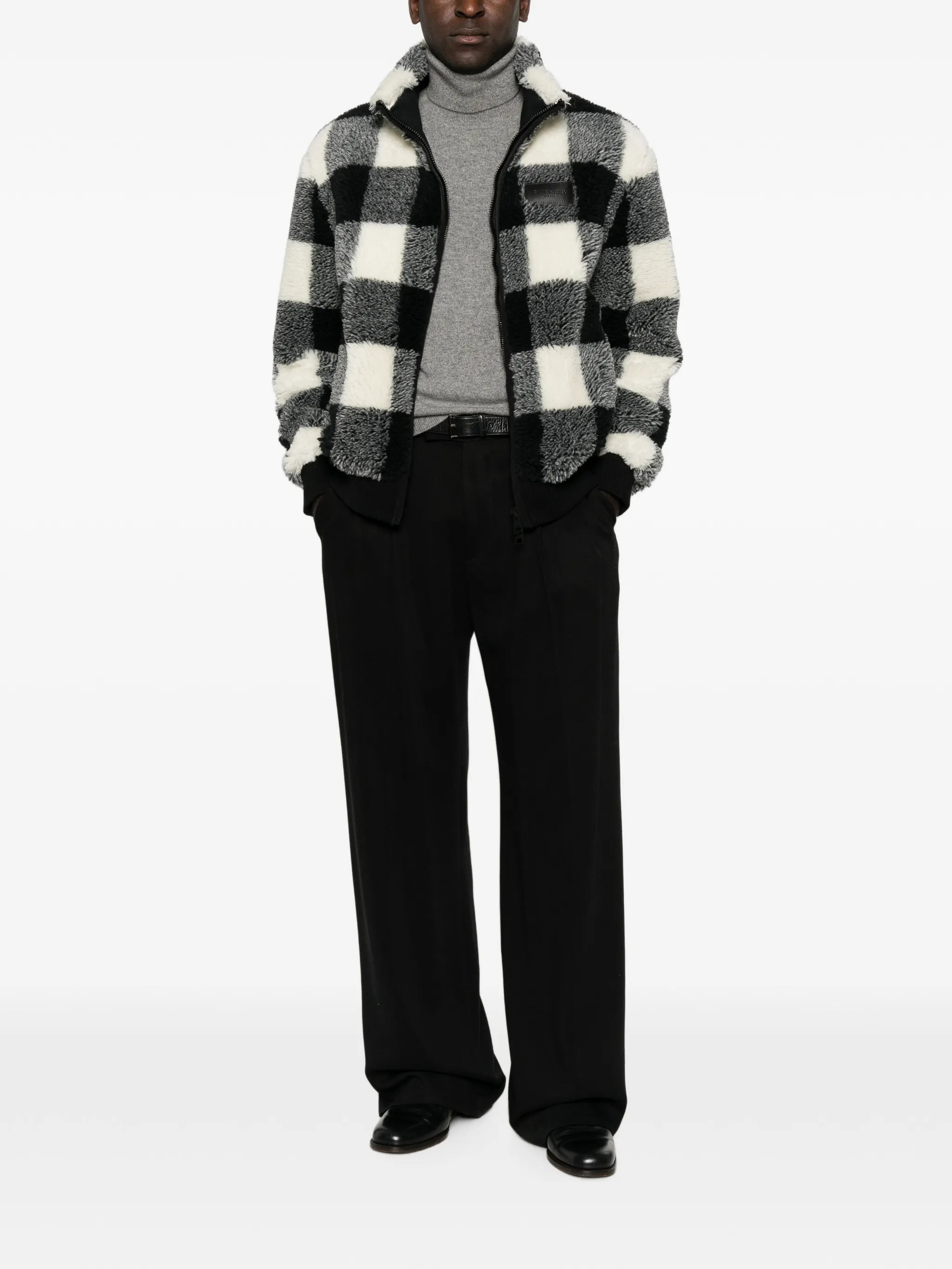 checked fleece jacket
