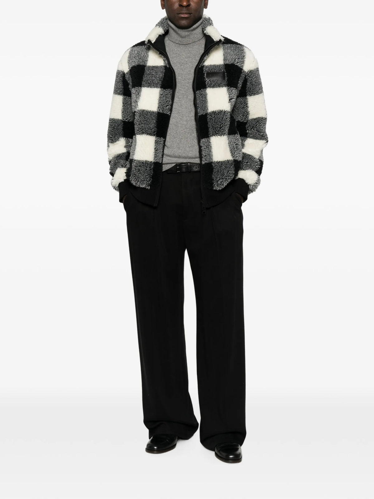 checked fleece jacket
