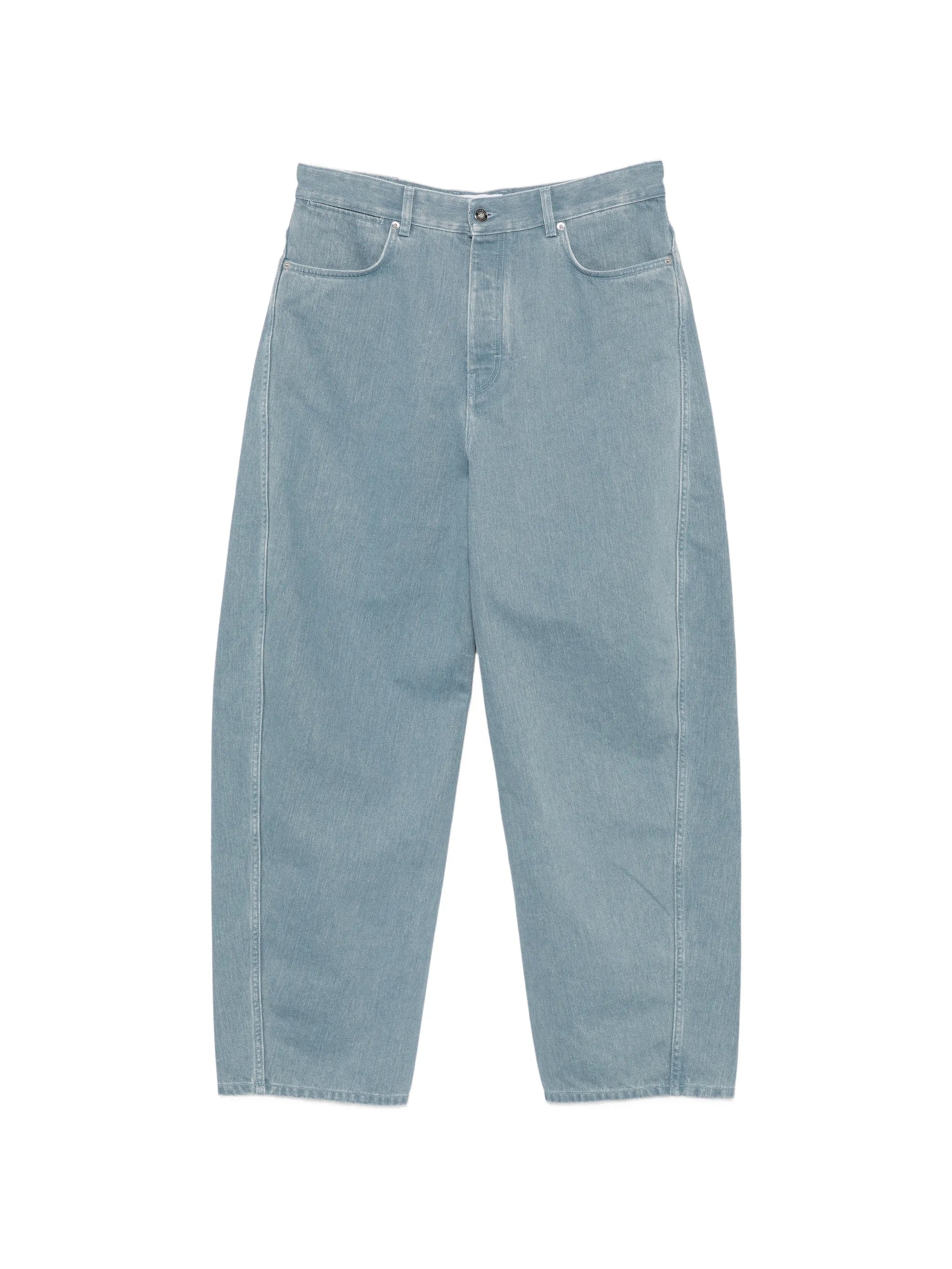 couture seam jeans with striped reverse