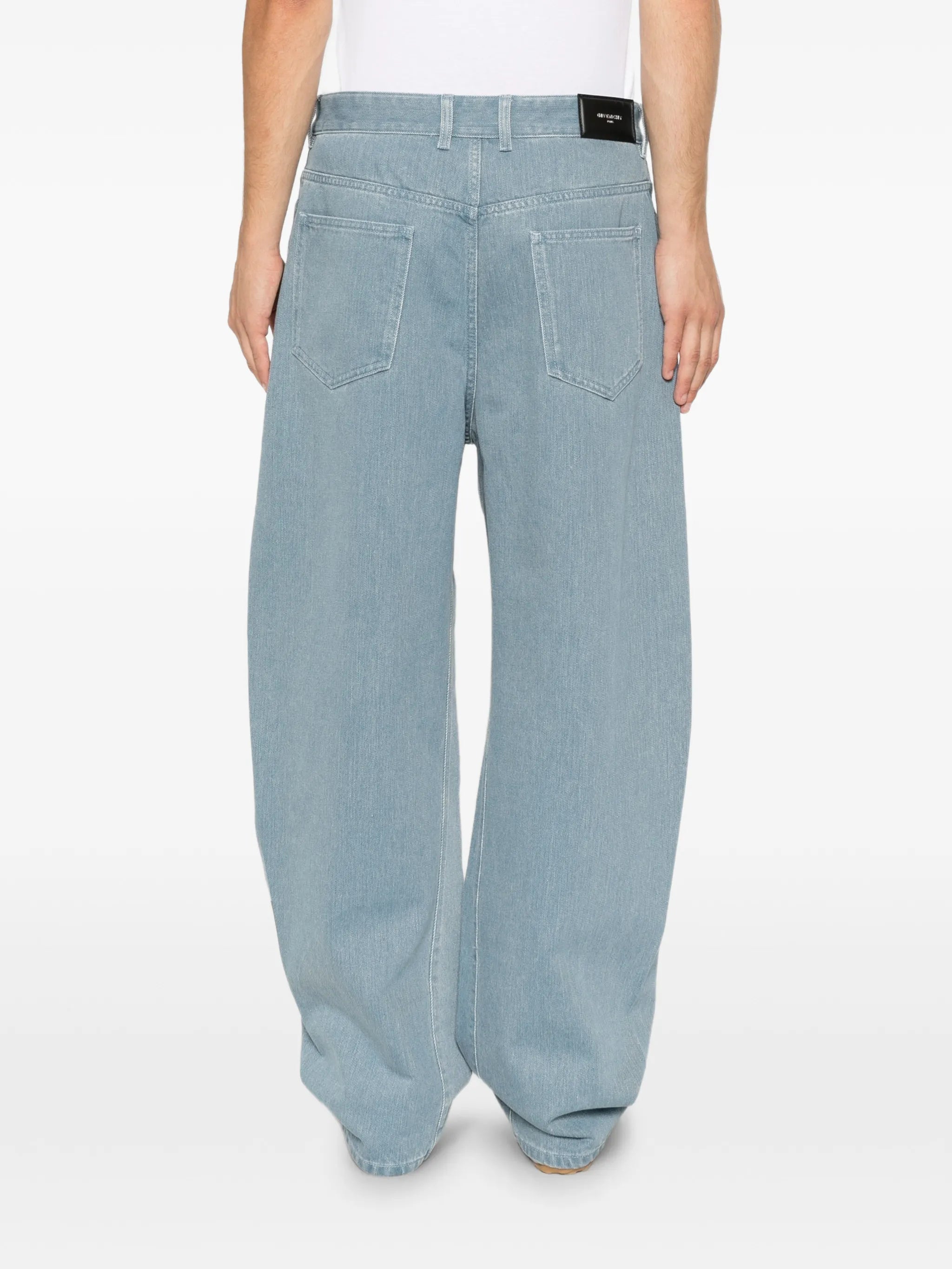 couture seam jeans with striped reverse