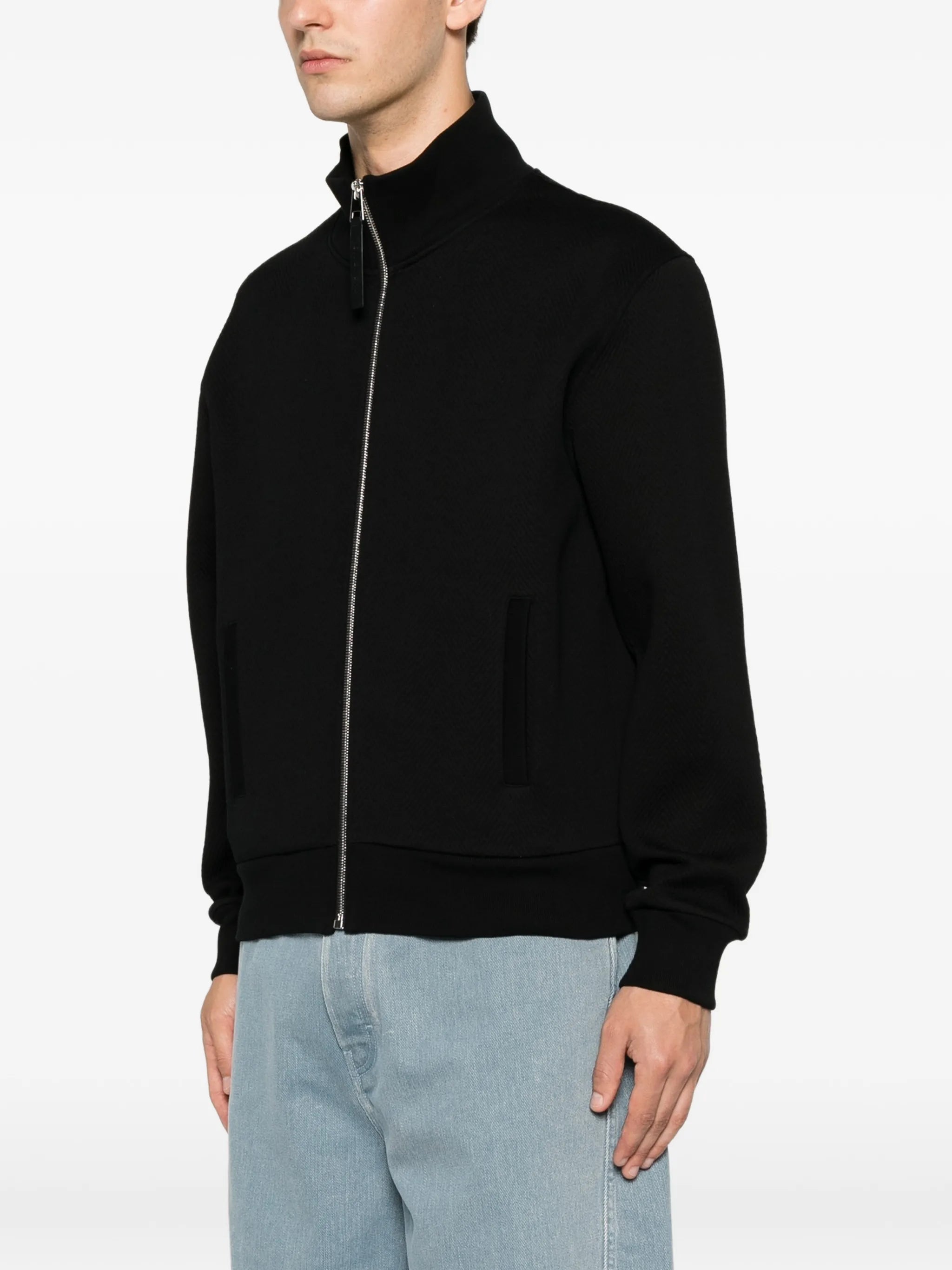 herringbone zip-up sweatshirt