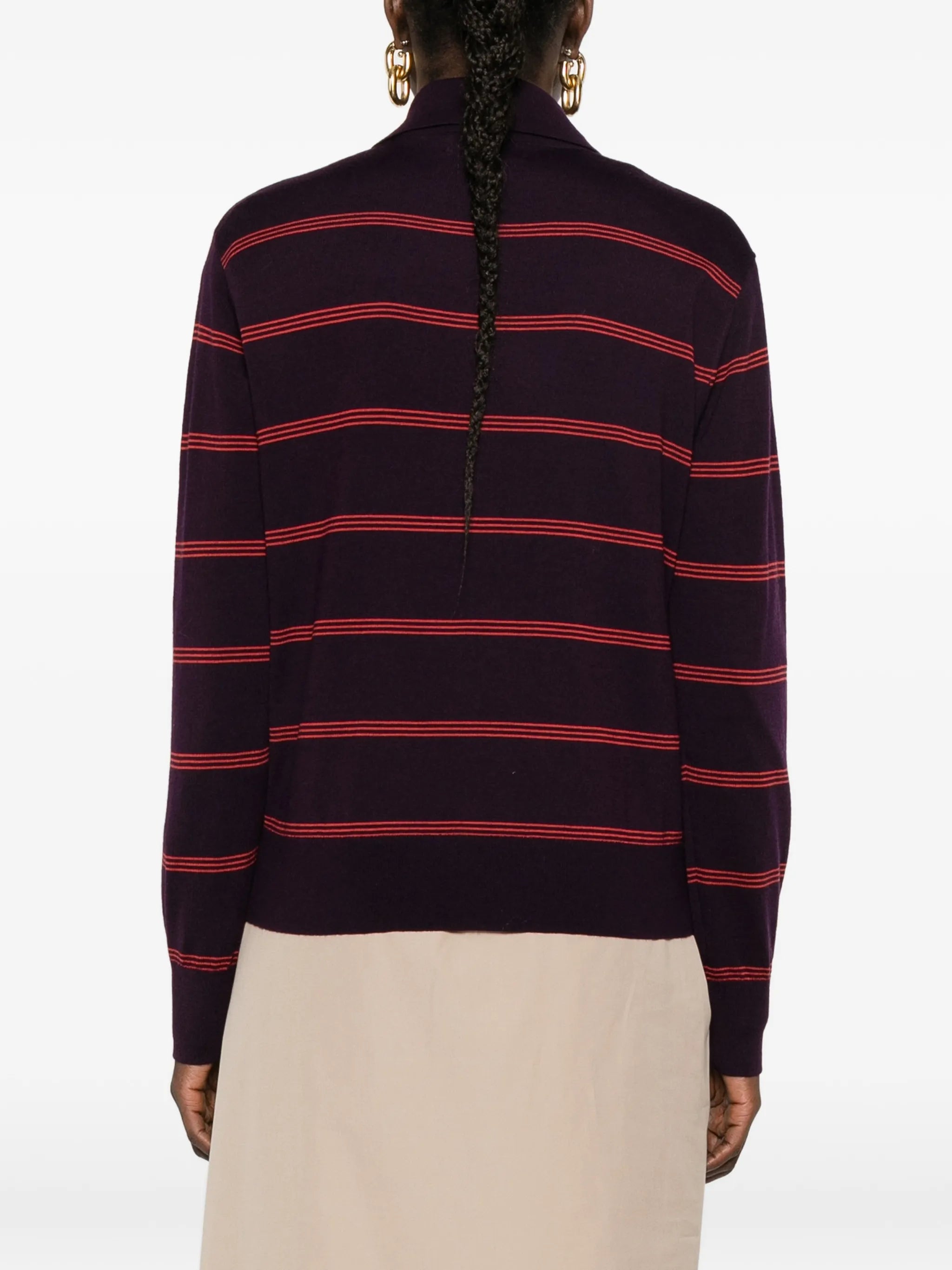 striped buttoned polo top