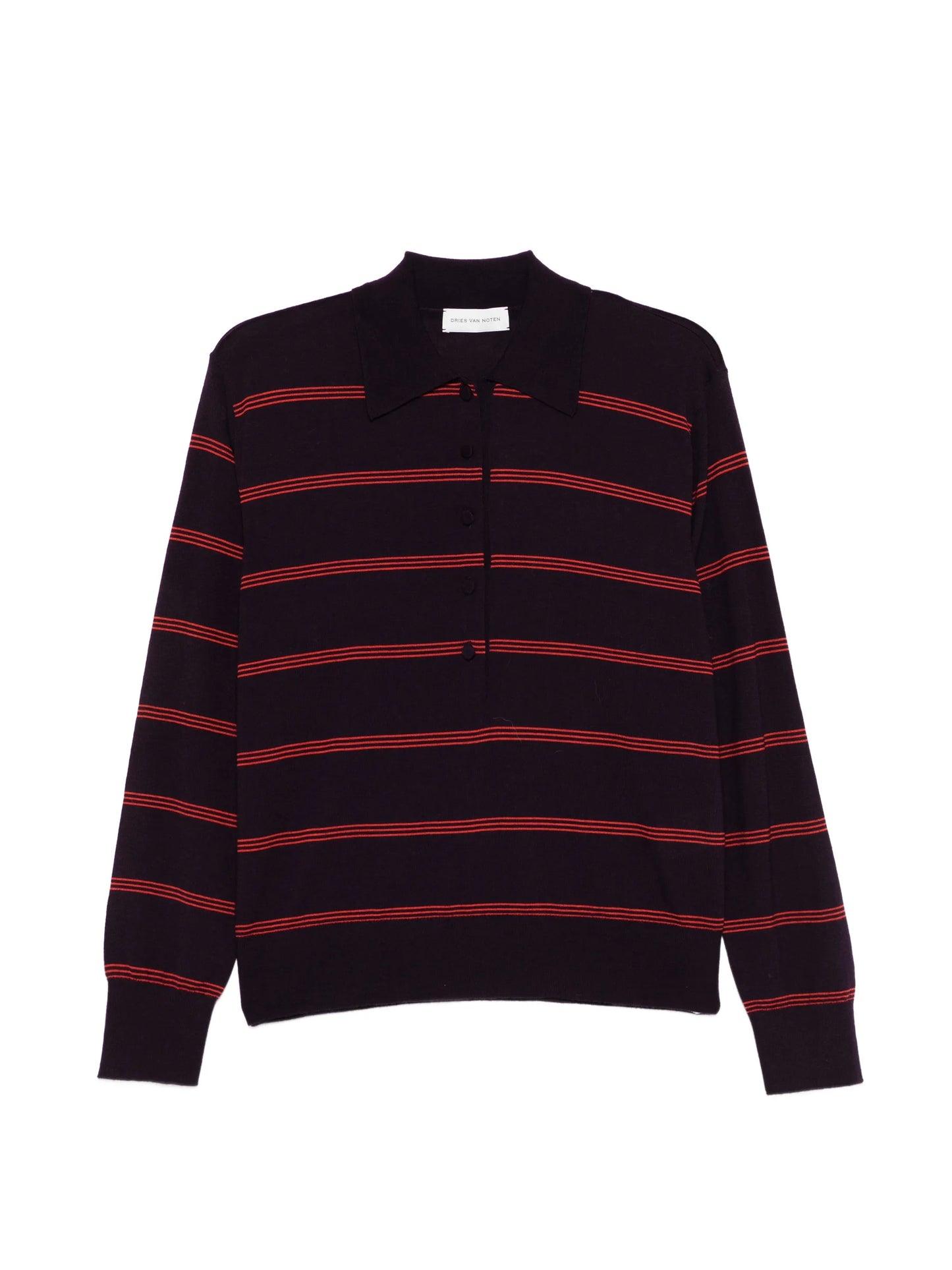 striped buttoned polo top