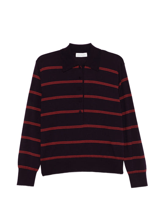 striped buttoned polo top