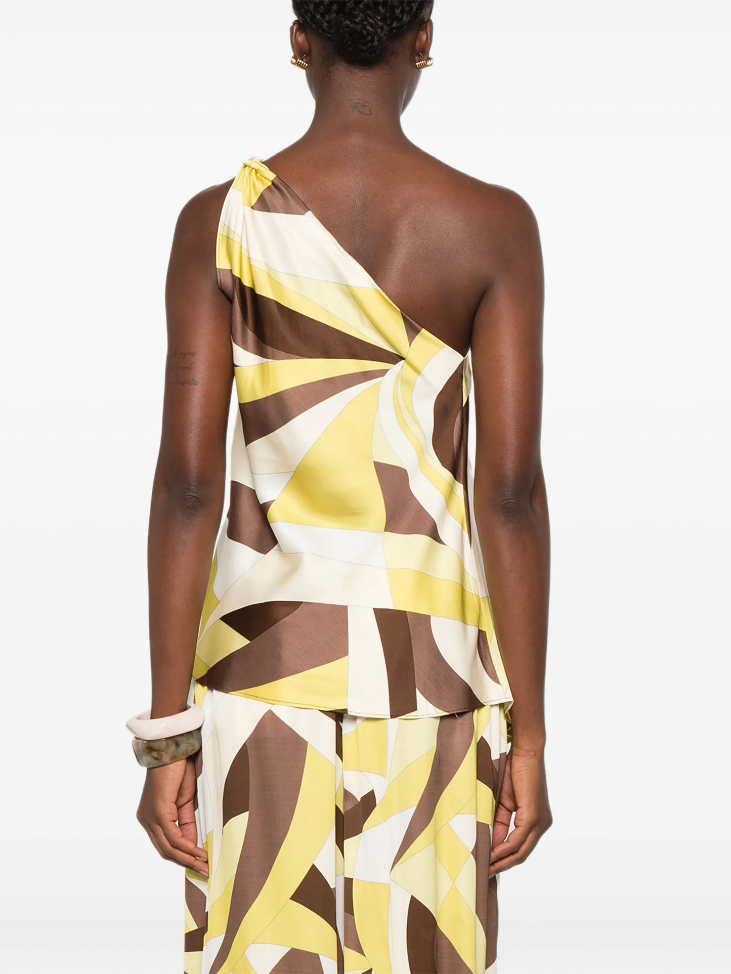 Kortez geometric-print one-shoulder top