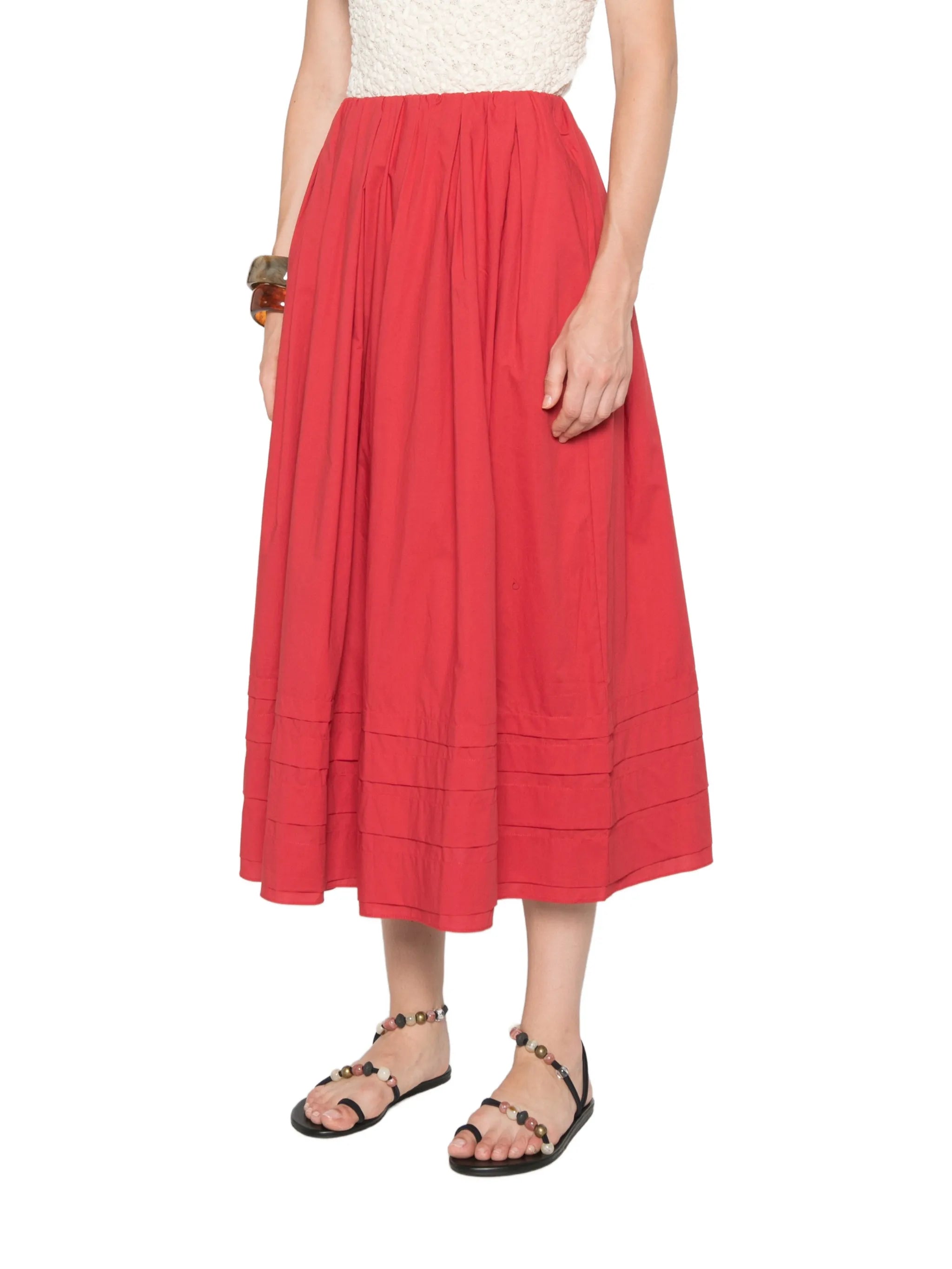 Cales pleated mid skirt