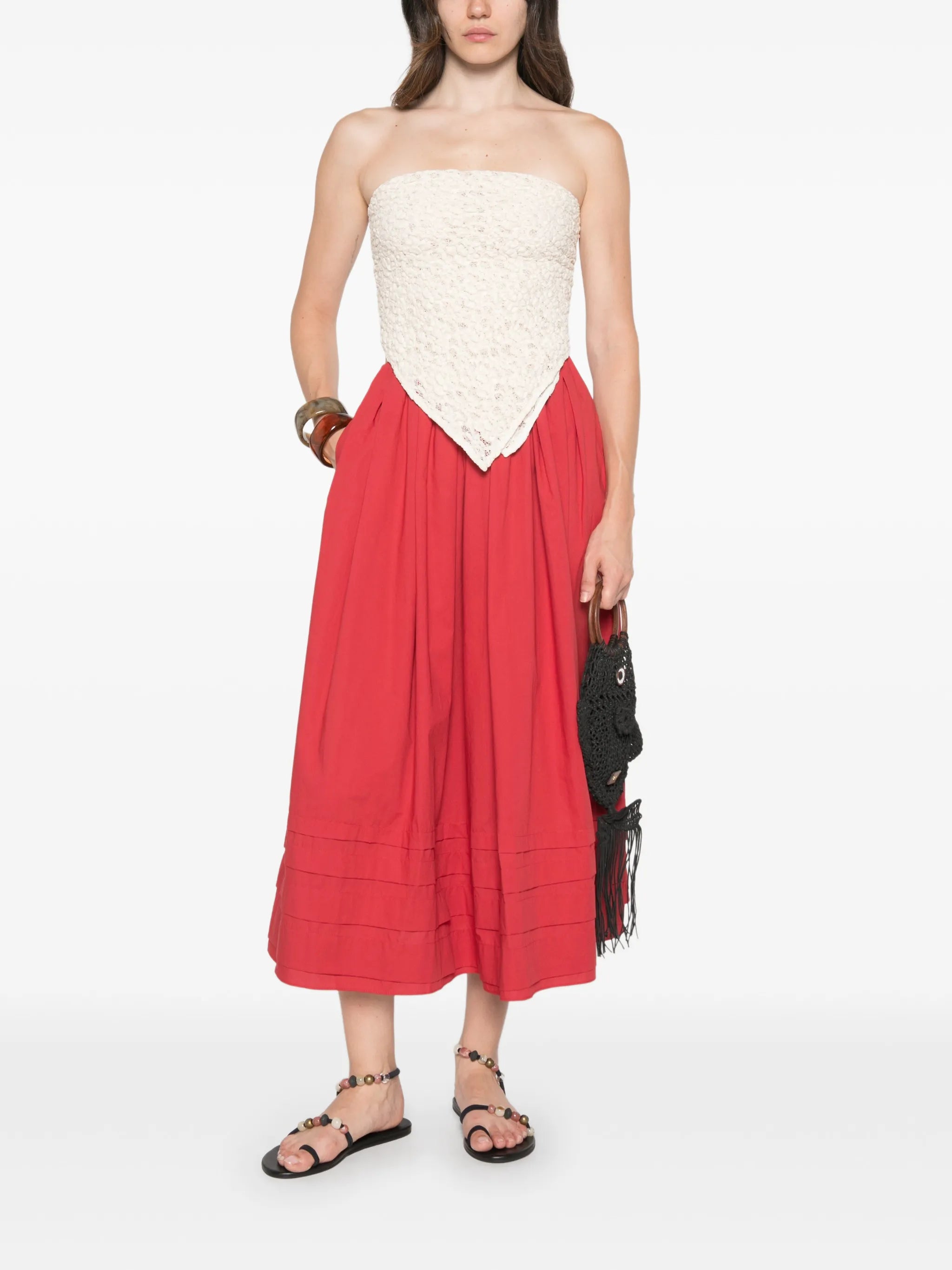 Cales pleated mid skirt