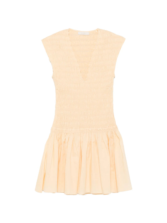 Carmen shirred-bodice mini dress