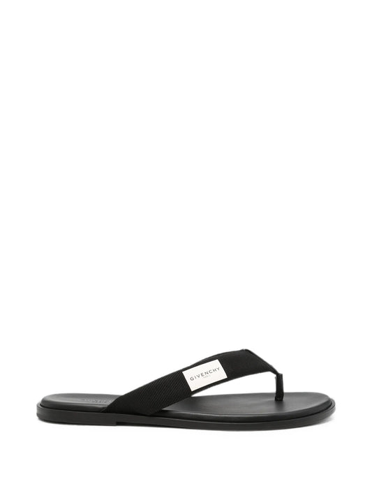 bay thongs in gros grain and leather