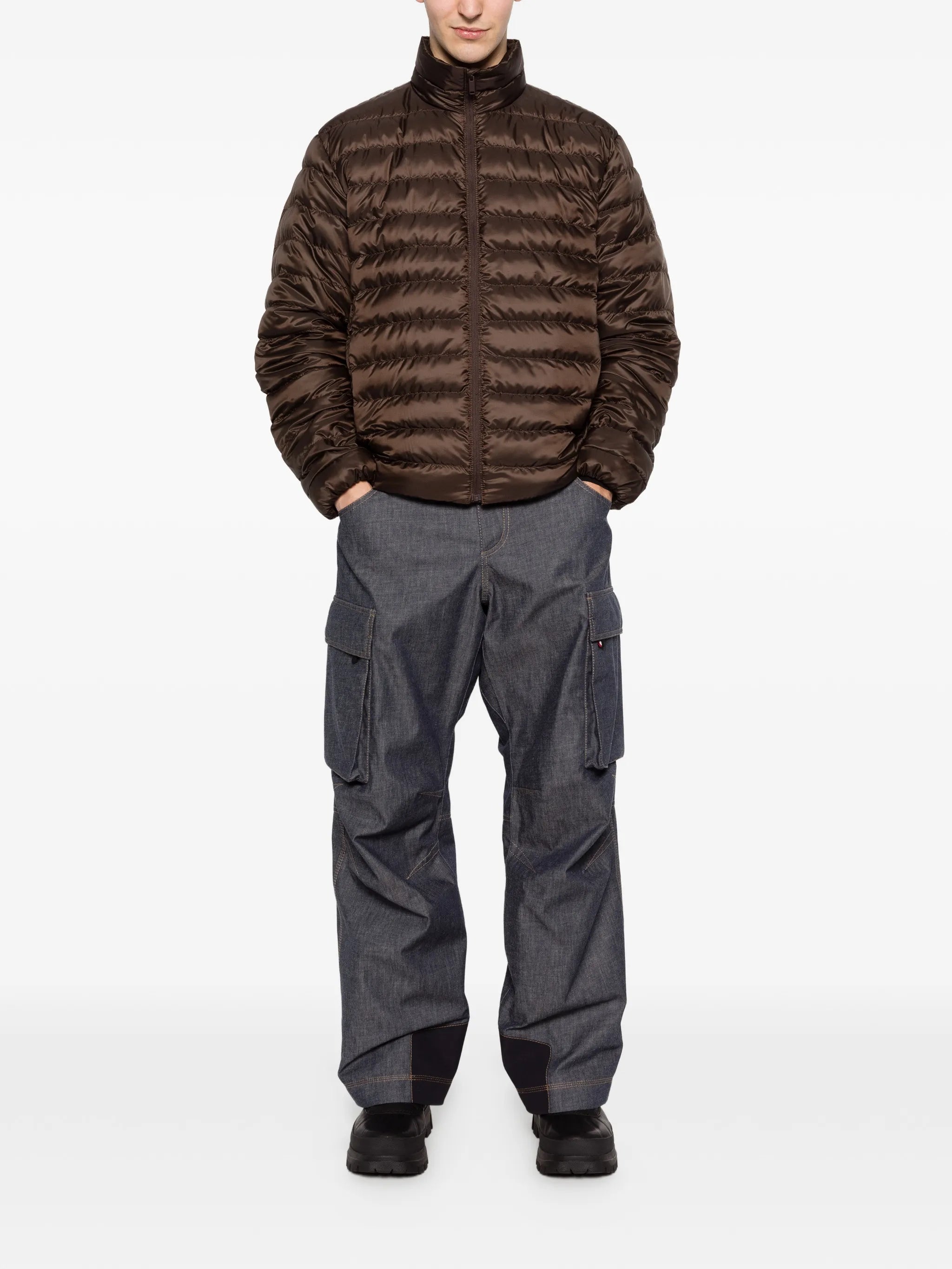 padded denim ski trousers