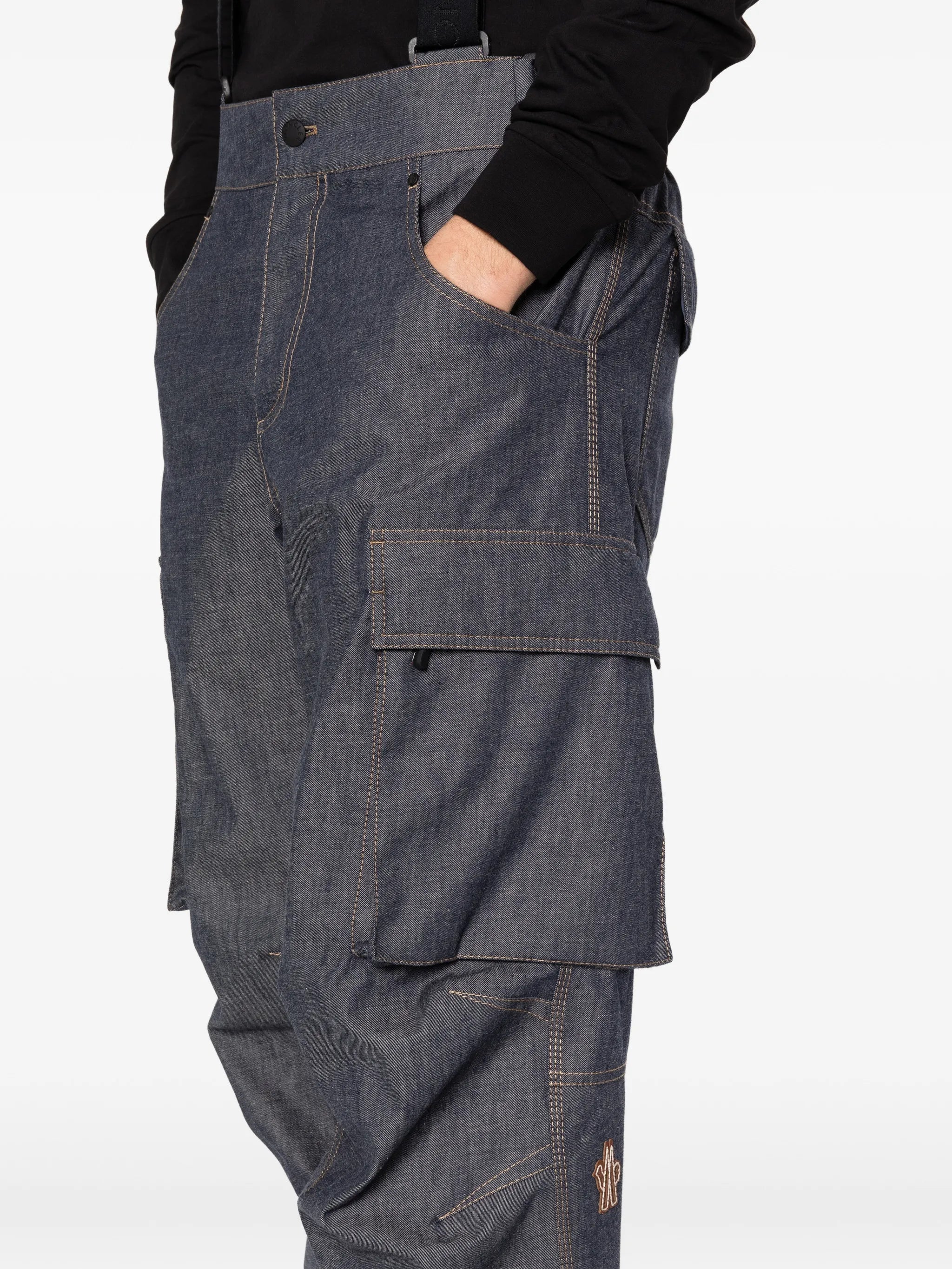 padded denim ski trousers