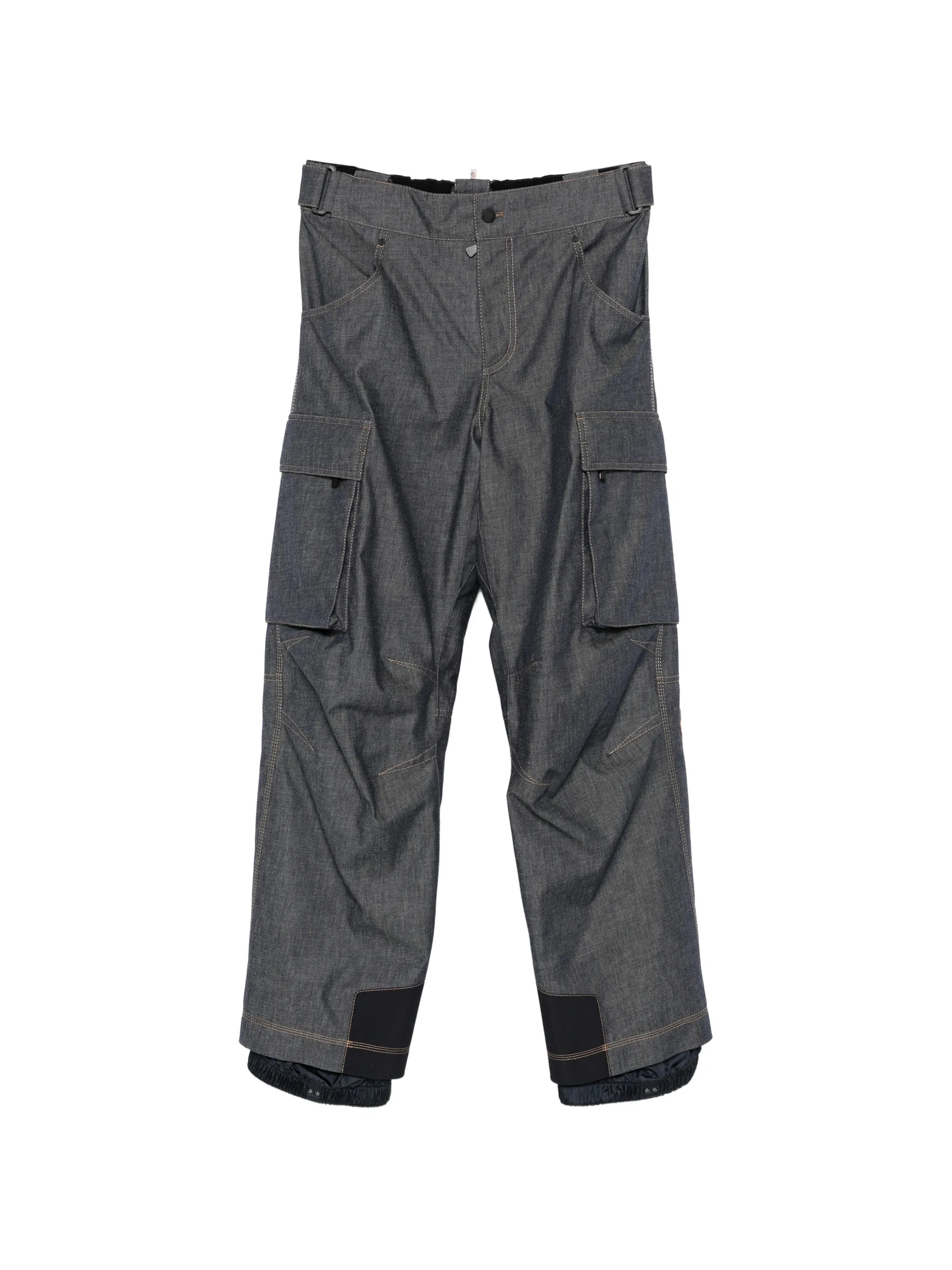 padded denim ski trousers