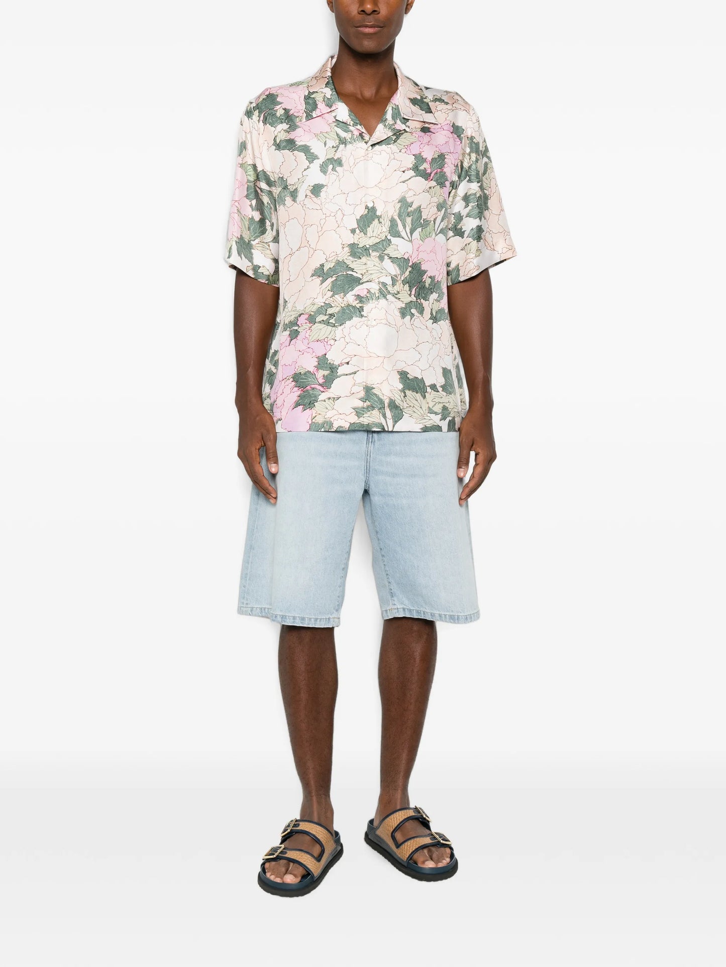 floral-print short-sleeve shirt