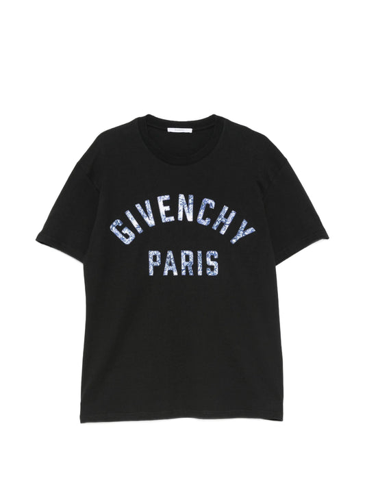 T-shirt in cotton Givenchy Paris pompom embroidery