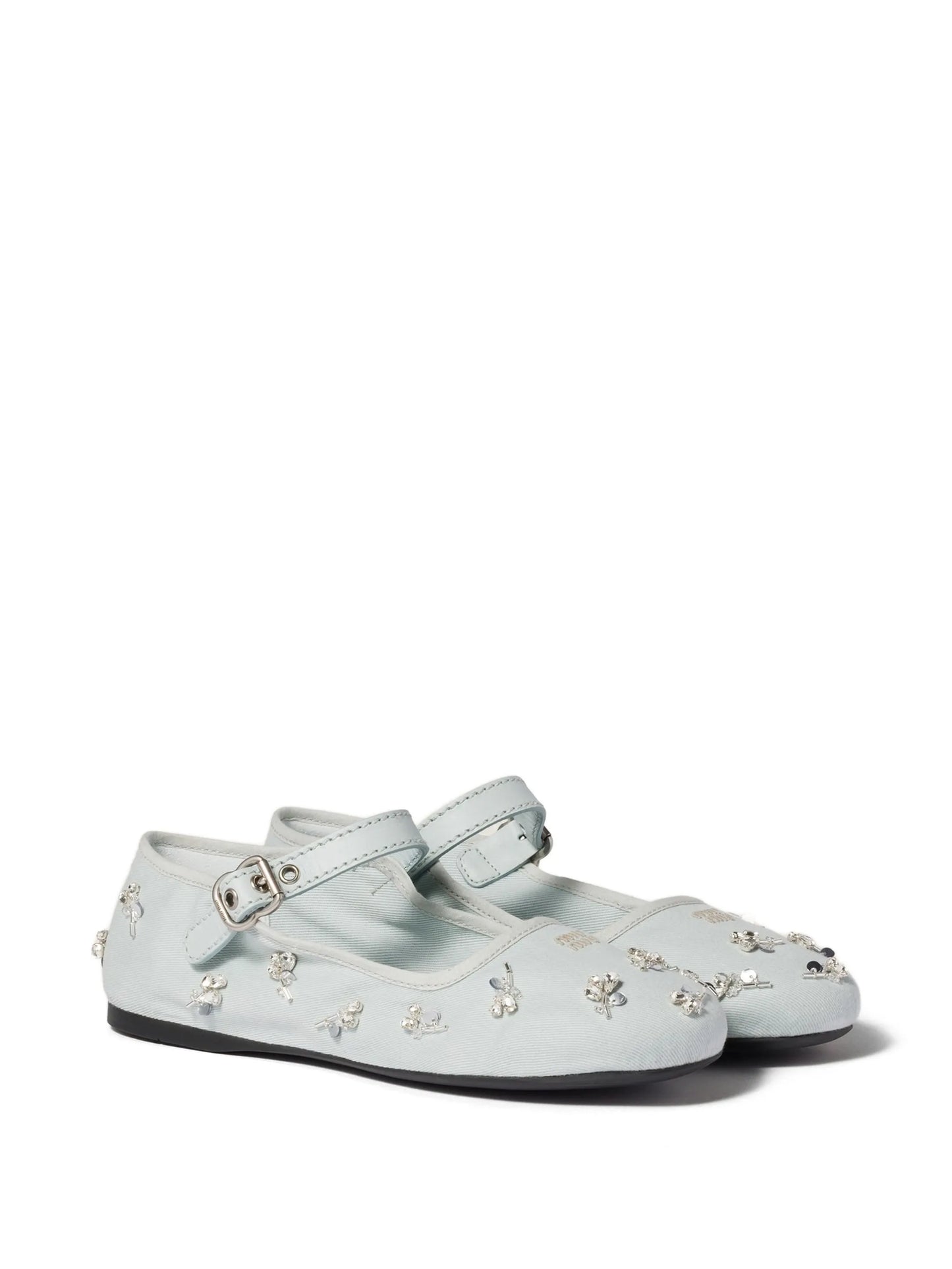 embroidered drill ballerinas