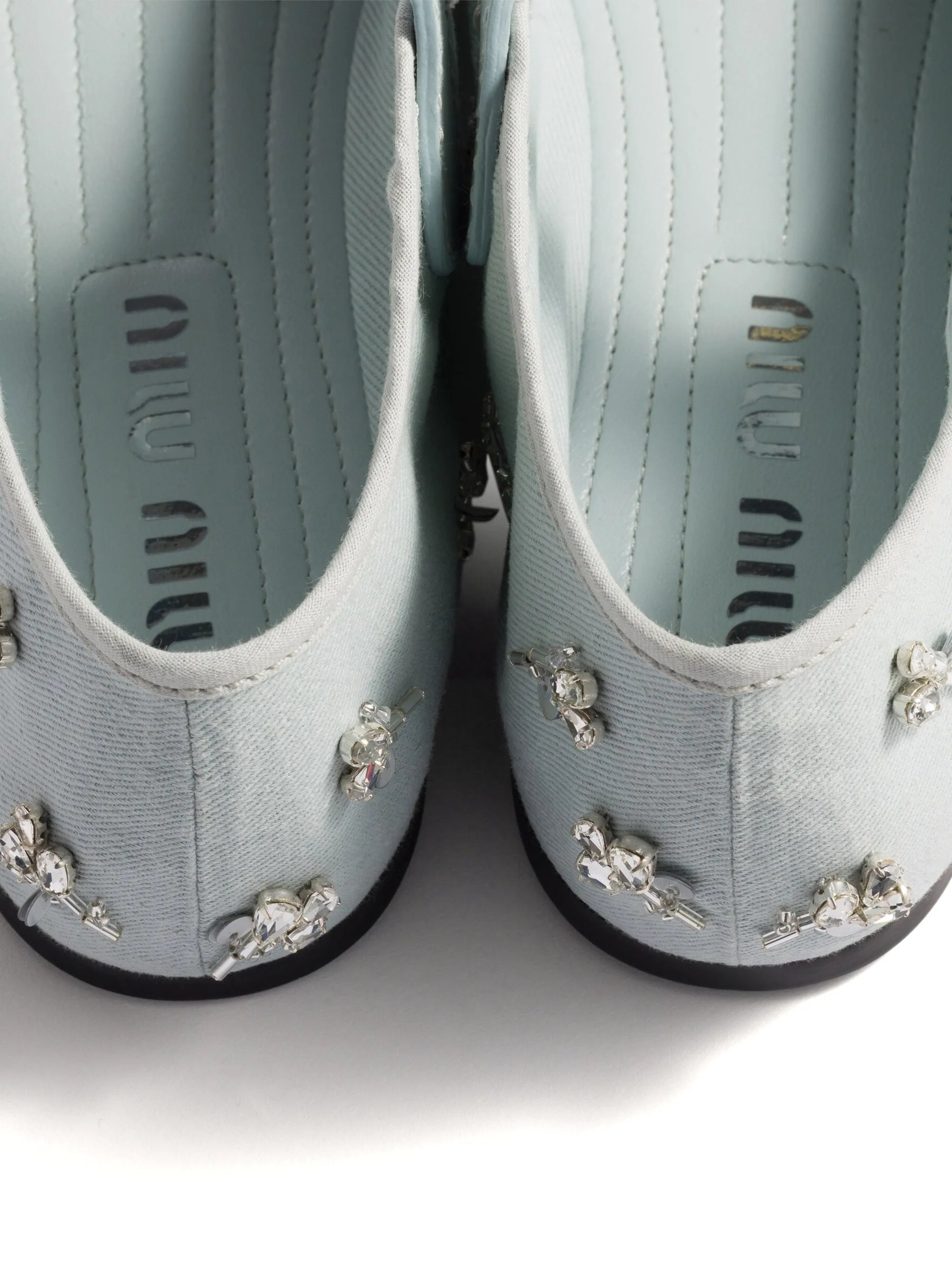 embroidered drill ballerinas