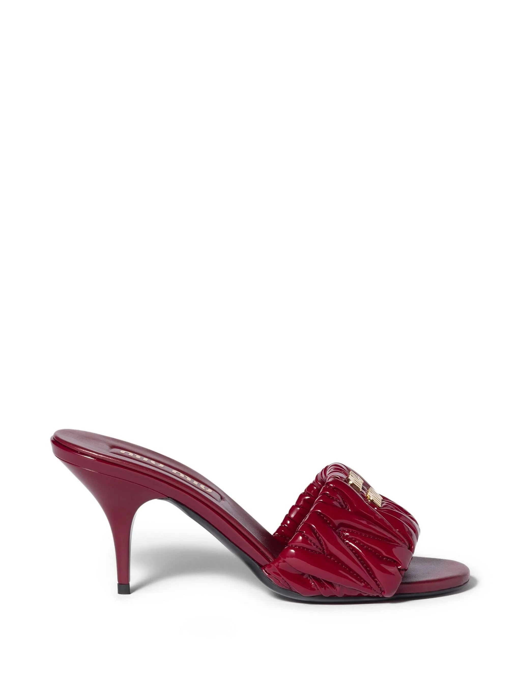 matelassé patent nappa leather mules