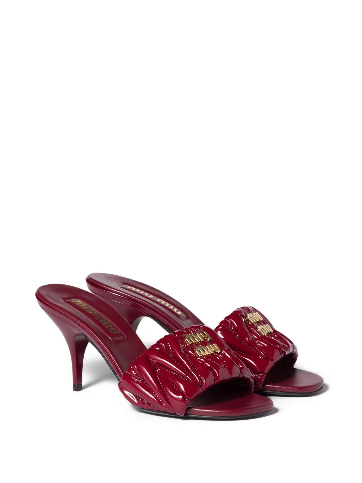 matelassé patent nappa leather mules