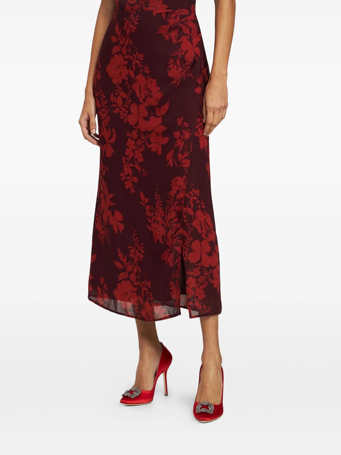 satin jewel buckle pumps