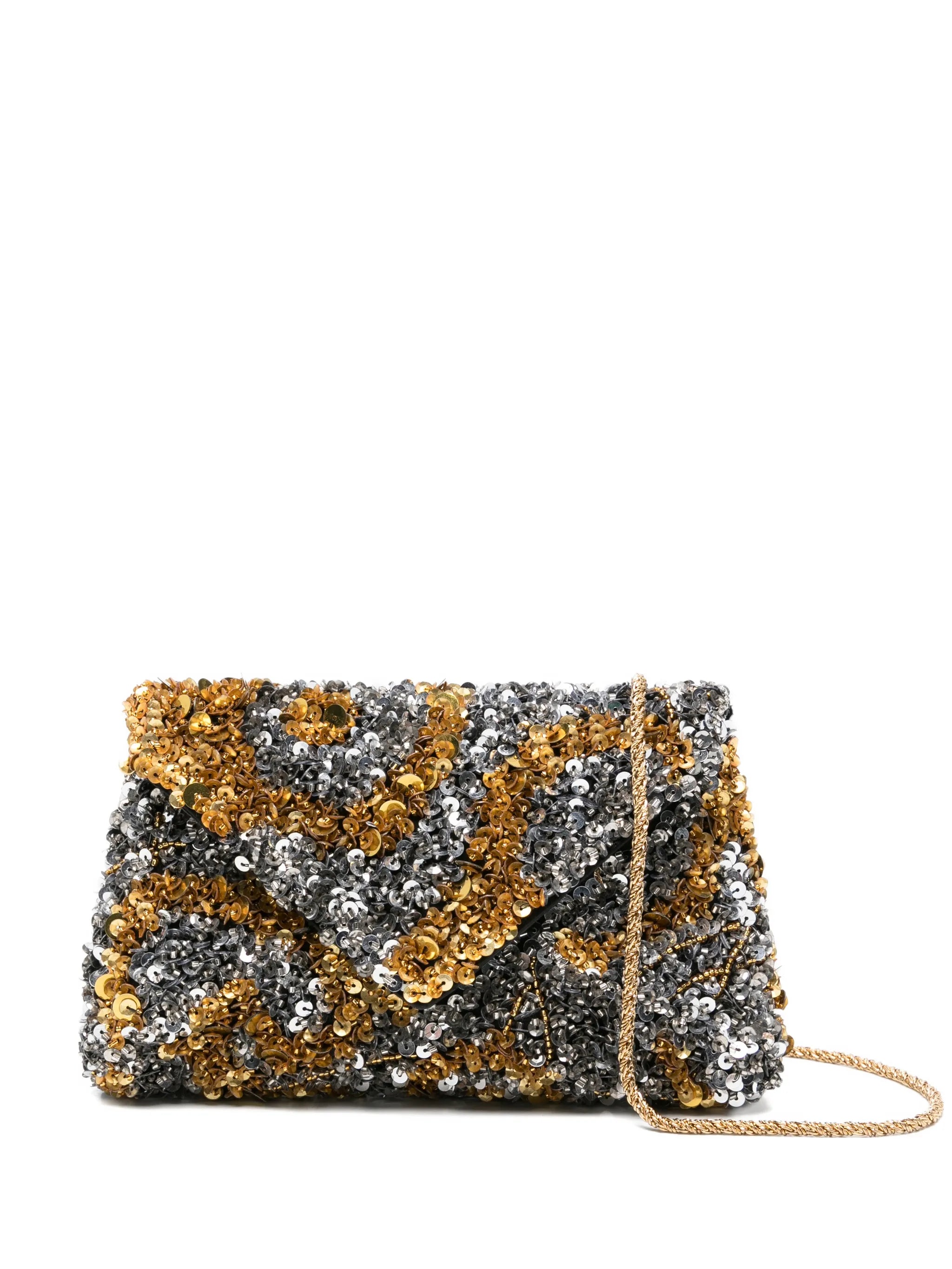 sequin embellished clutch bag