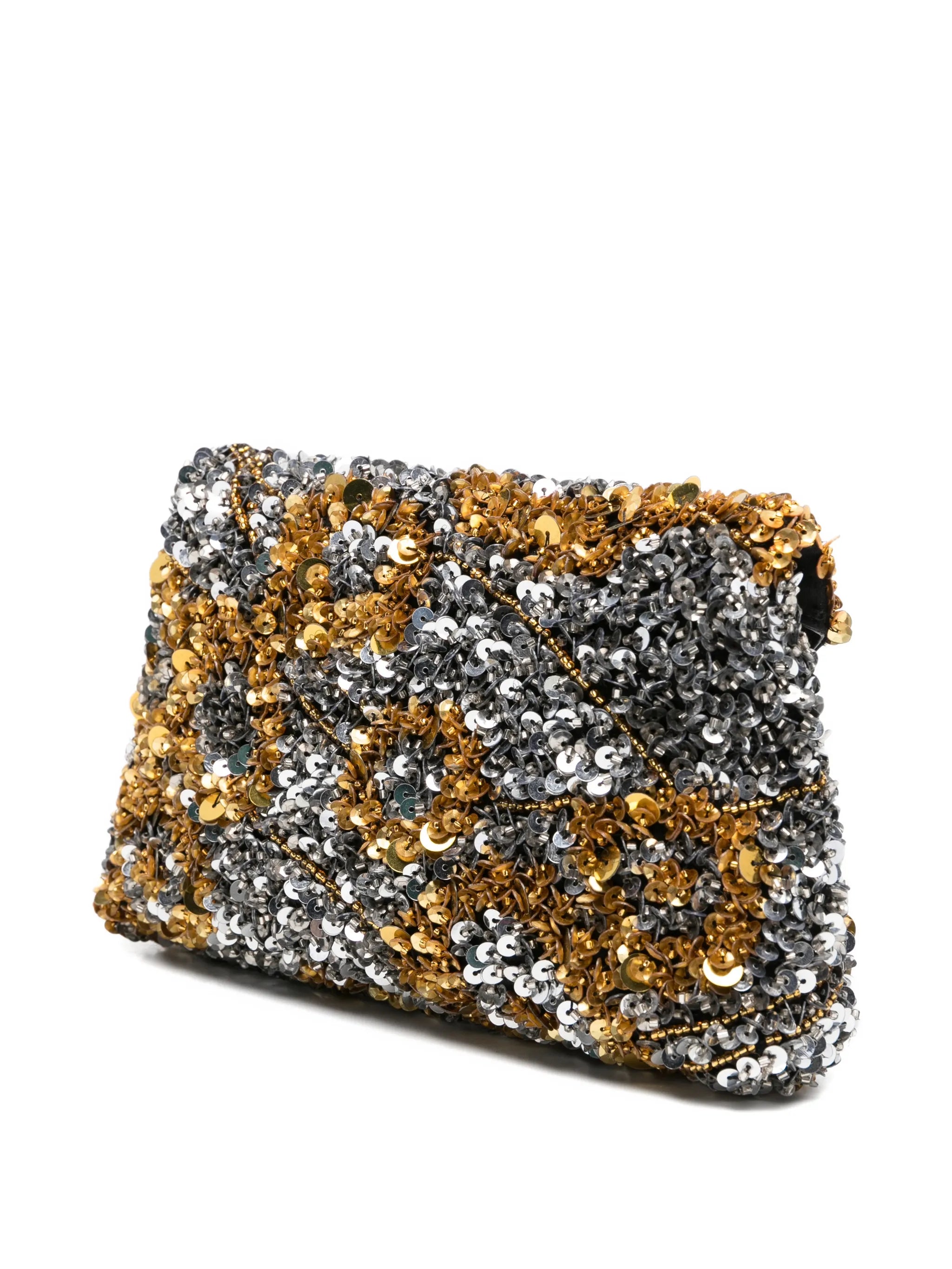 sequin embellished clutch bag