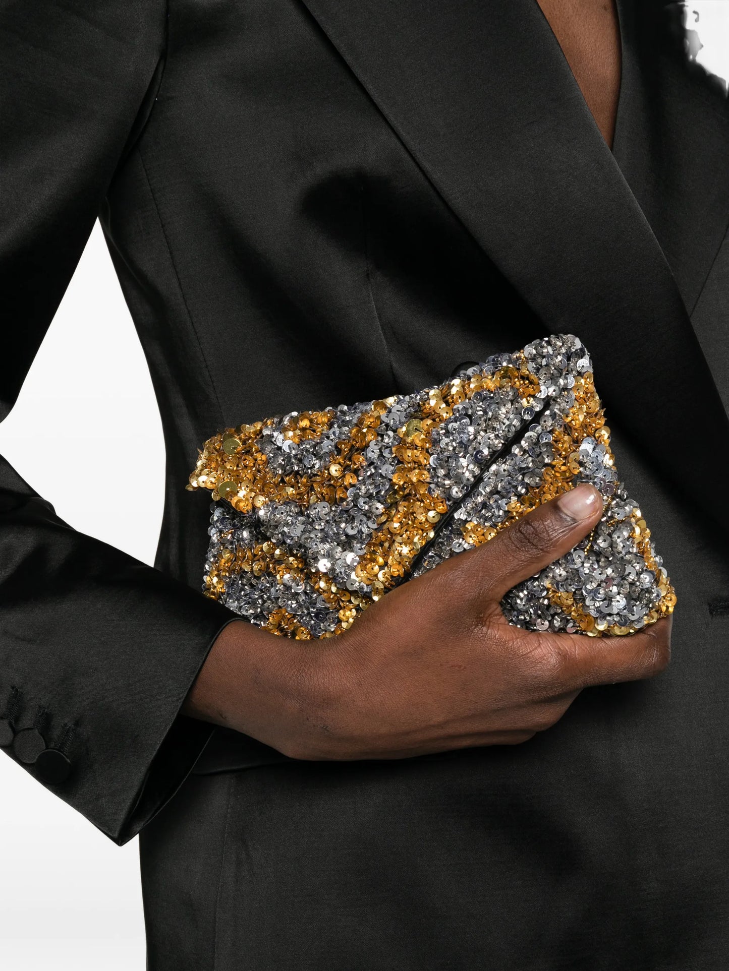 sequin embellished clutch bag