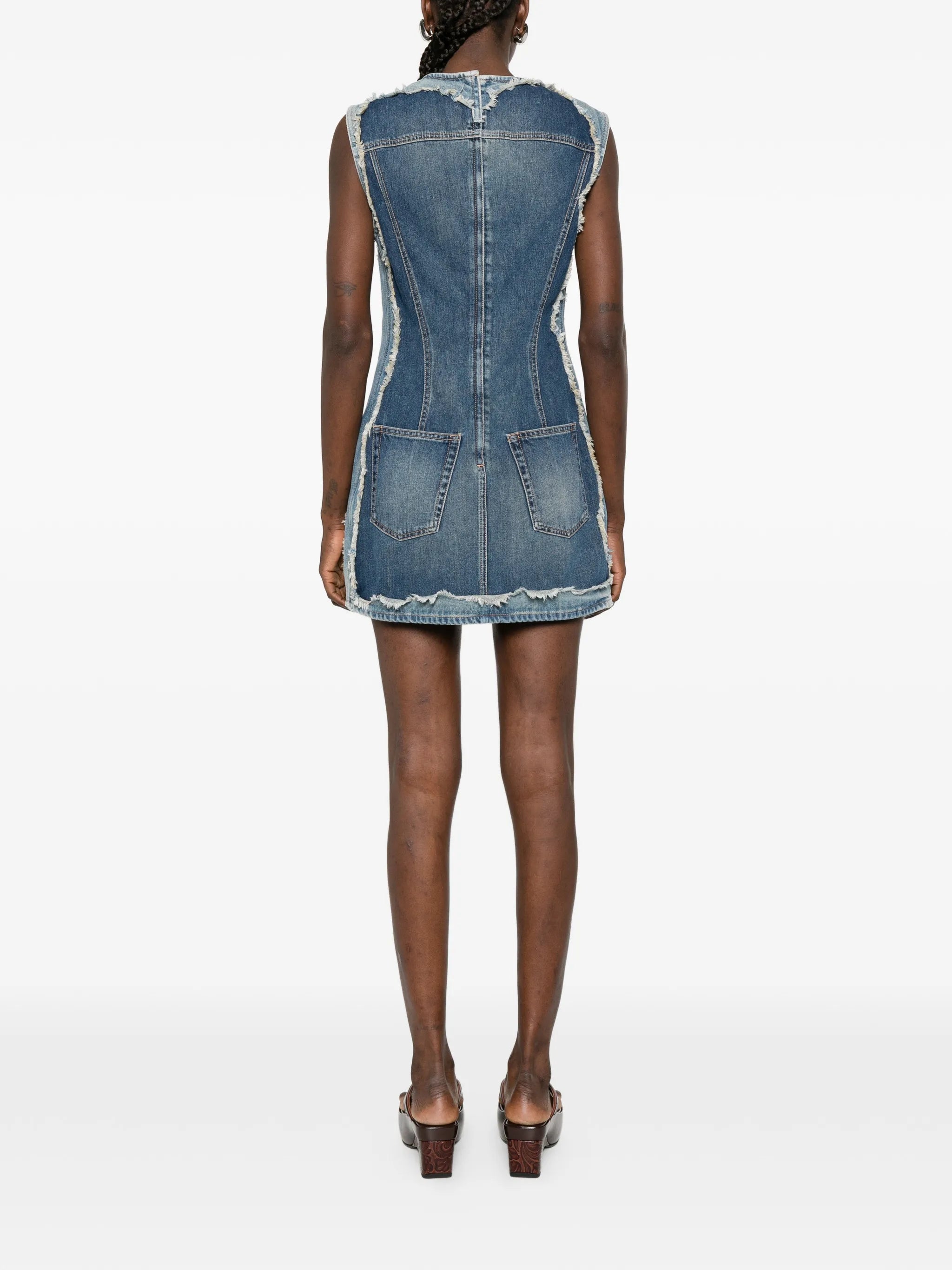 sleeveless frayed dress
