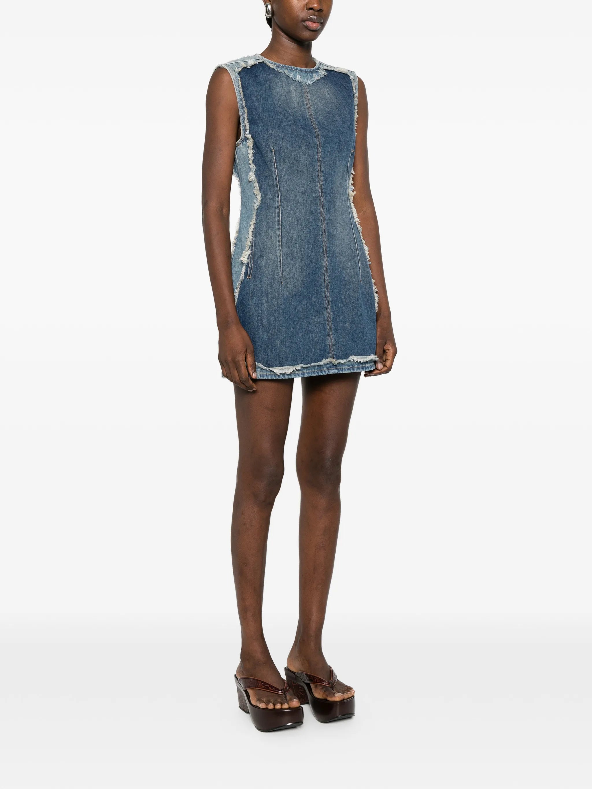 sleeveless frayed dress