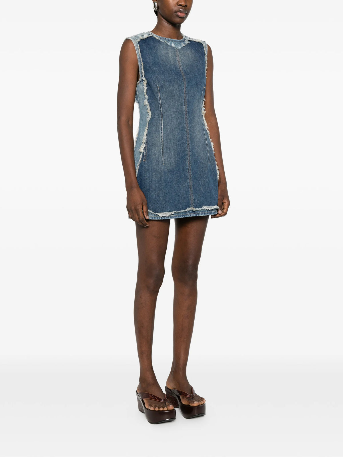 sleeveless frayed dress