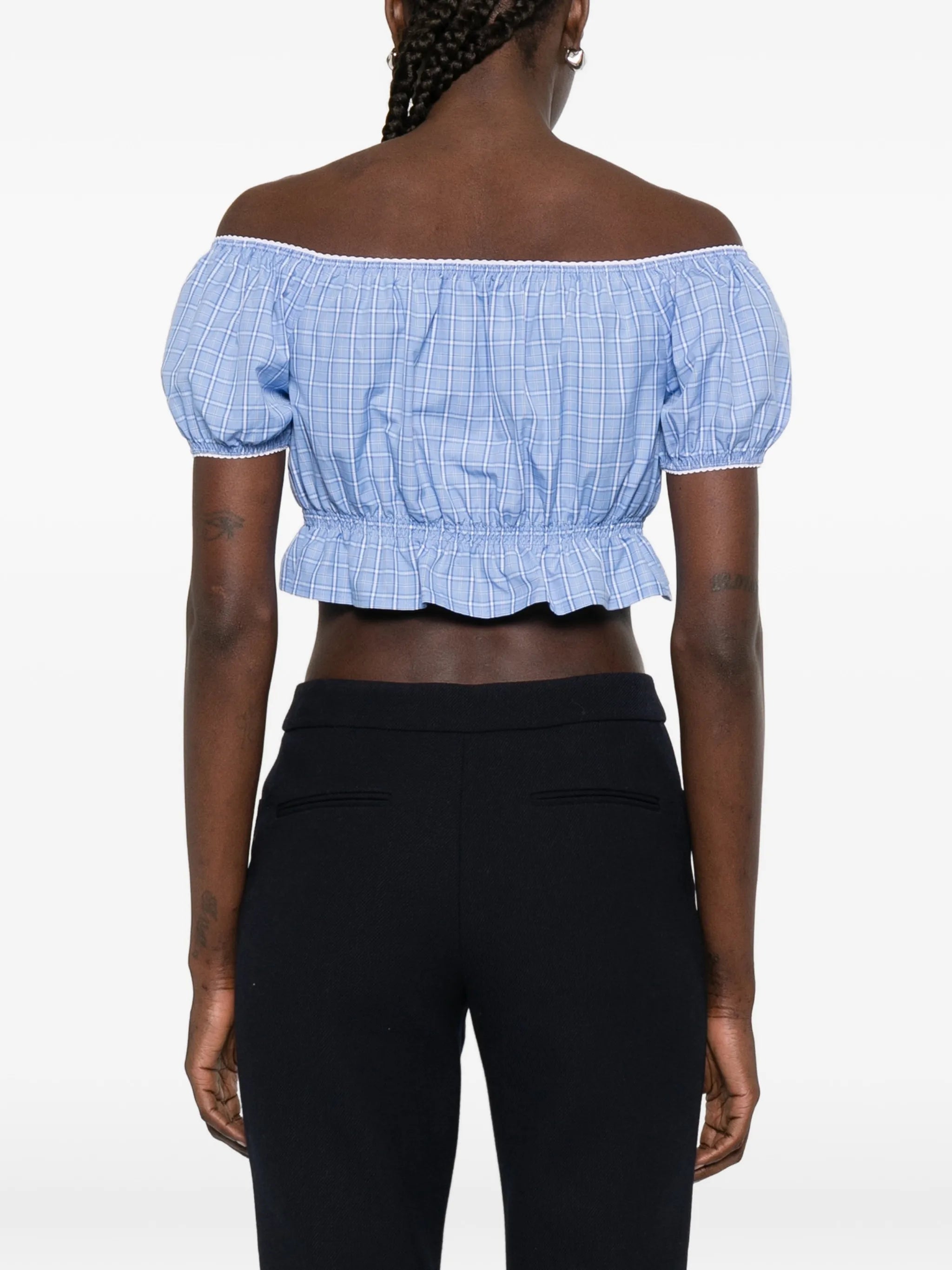 checked crop top