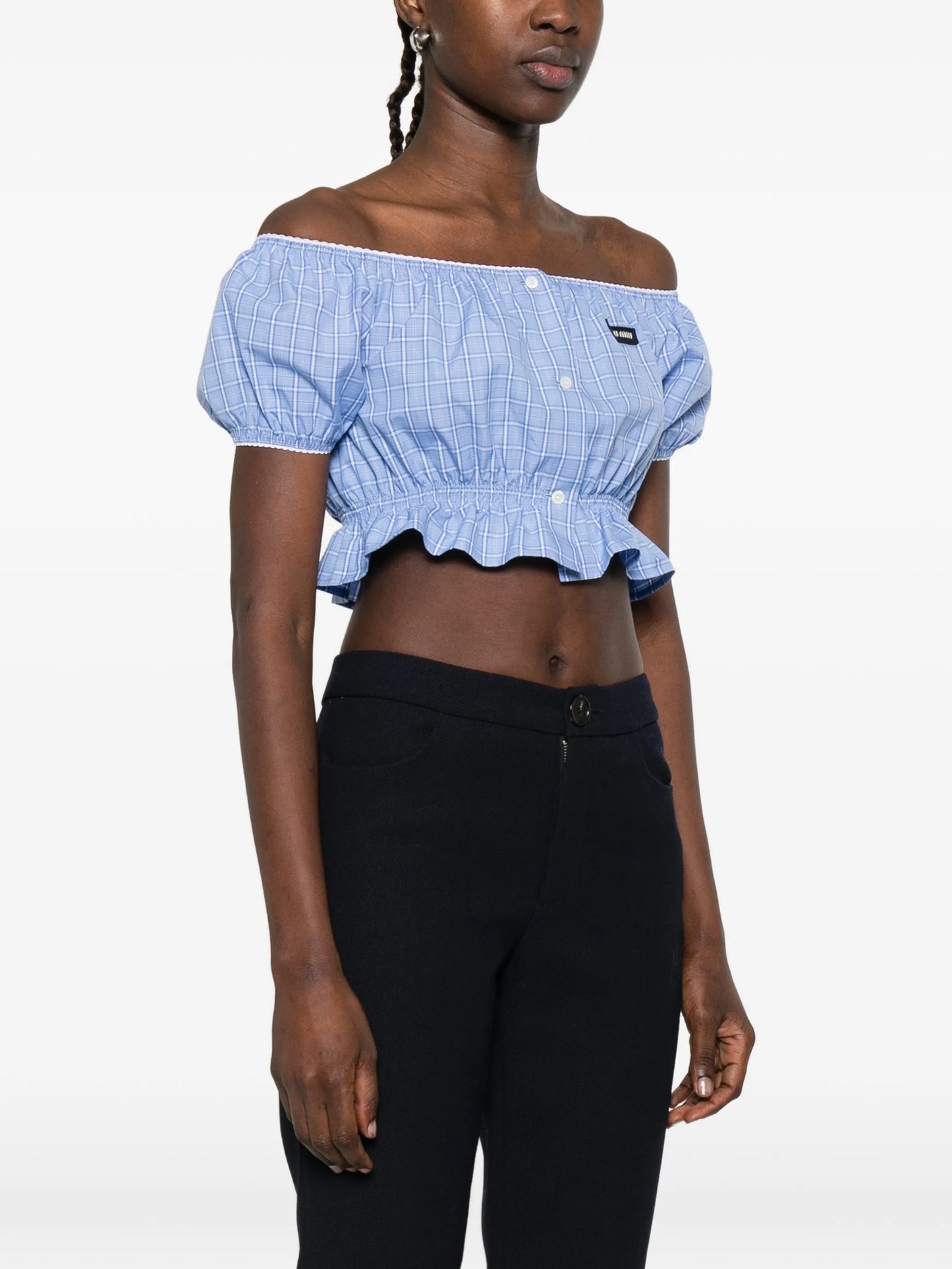checked crop top