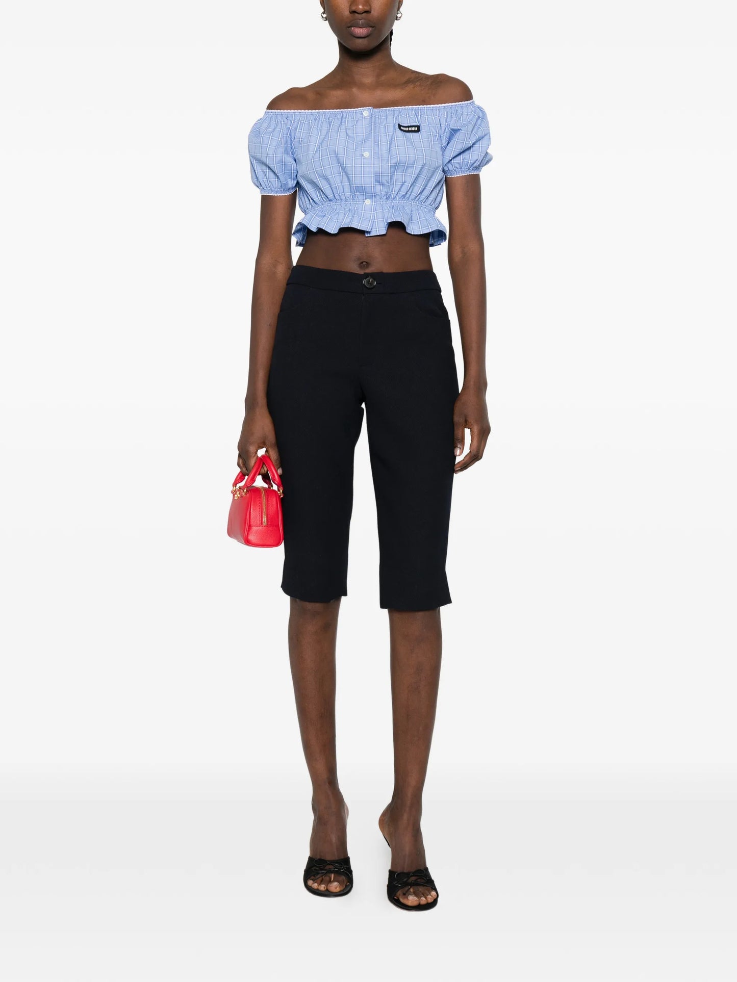 checked crop top