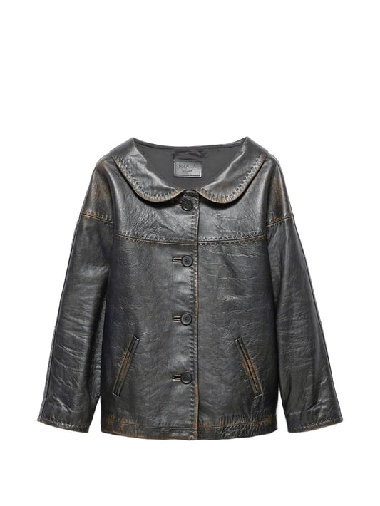 antiqued nappa leather jacket