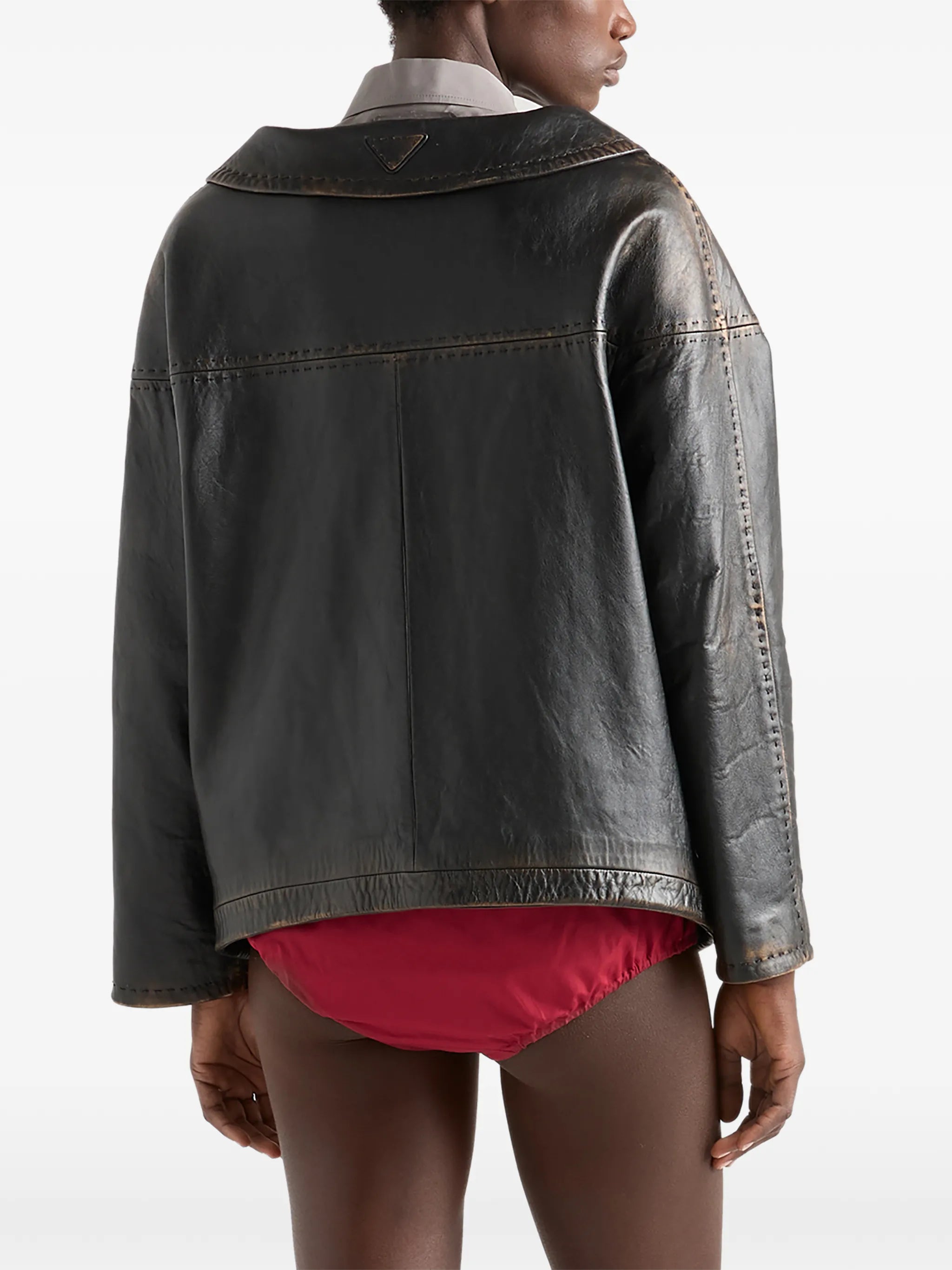 antiqued nappa leather jacket