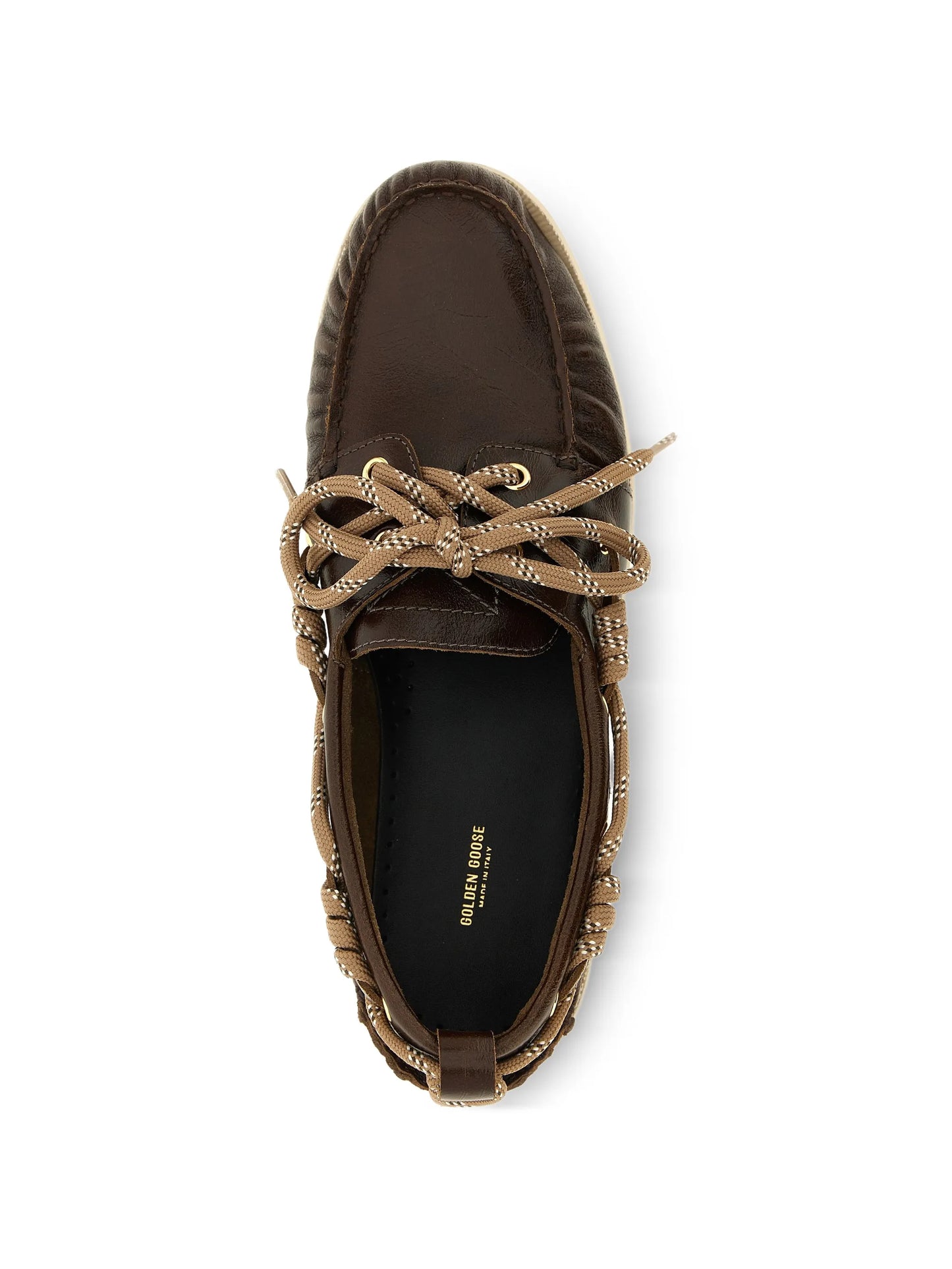 curled lace leather loafers