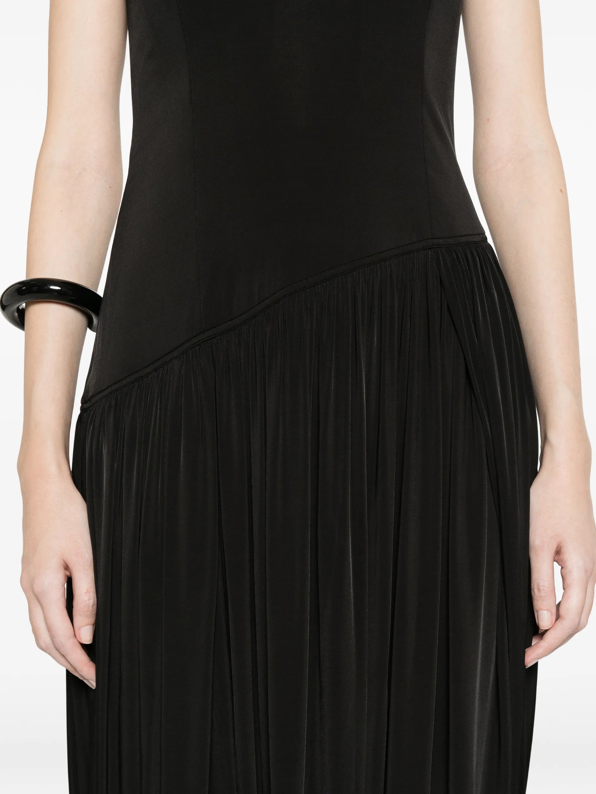 strapless pleated dress