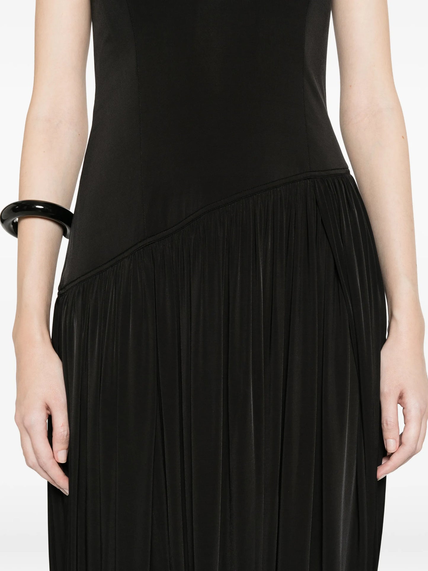 strapless pleated dress