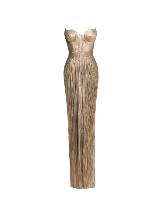 Jasleen pleated strapless maxi dress