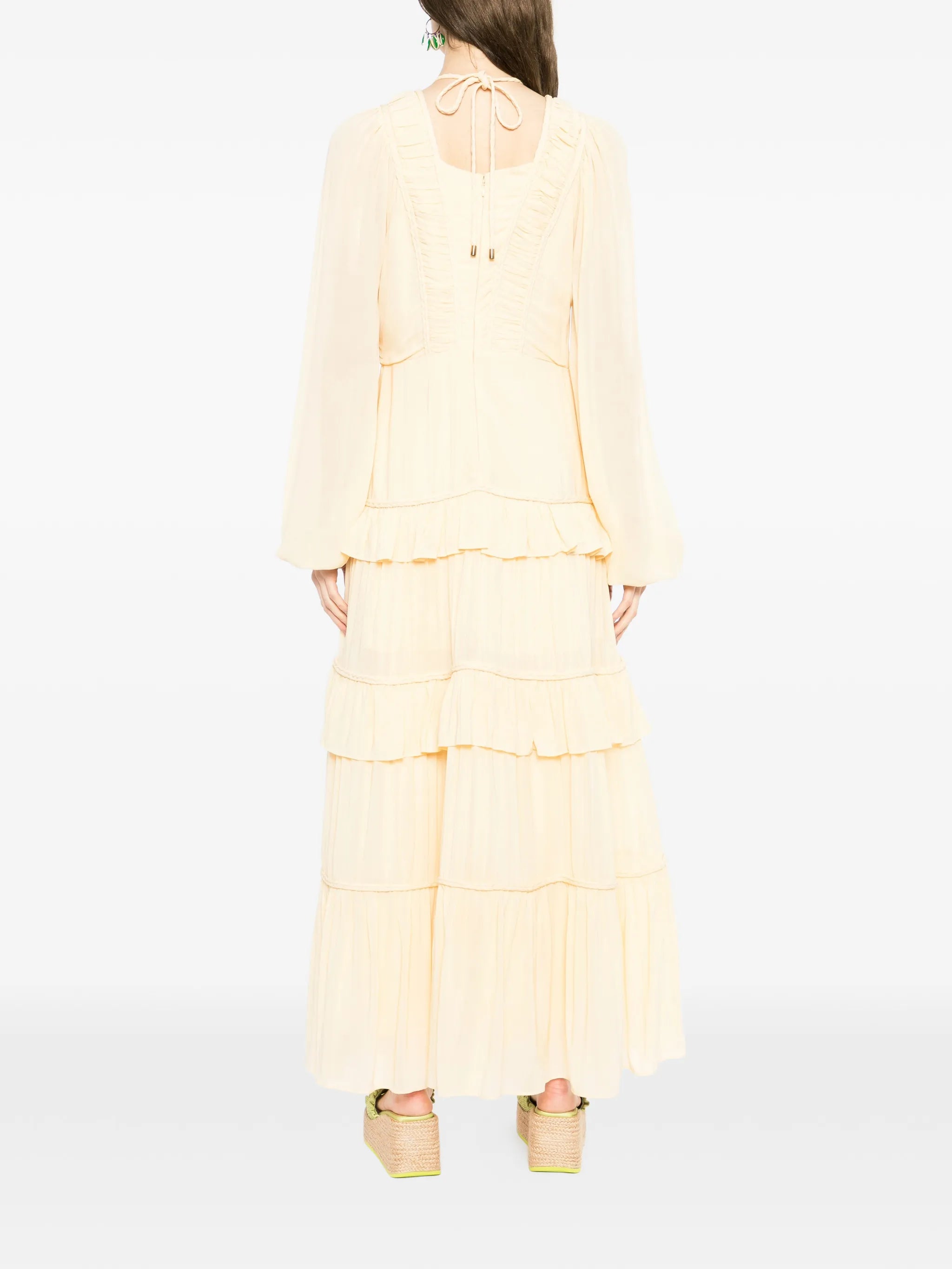 ruffled buttoned maxi dress