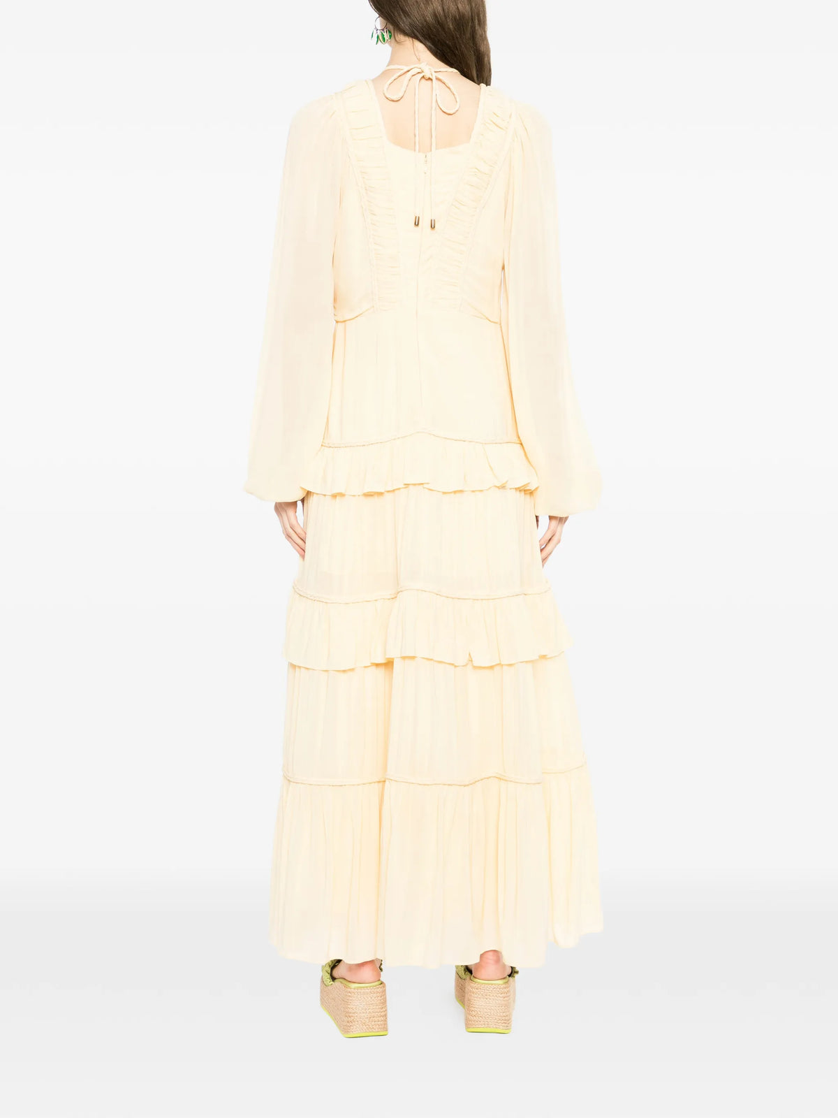 ruffled buttoned maxi dress