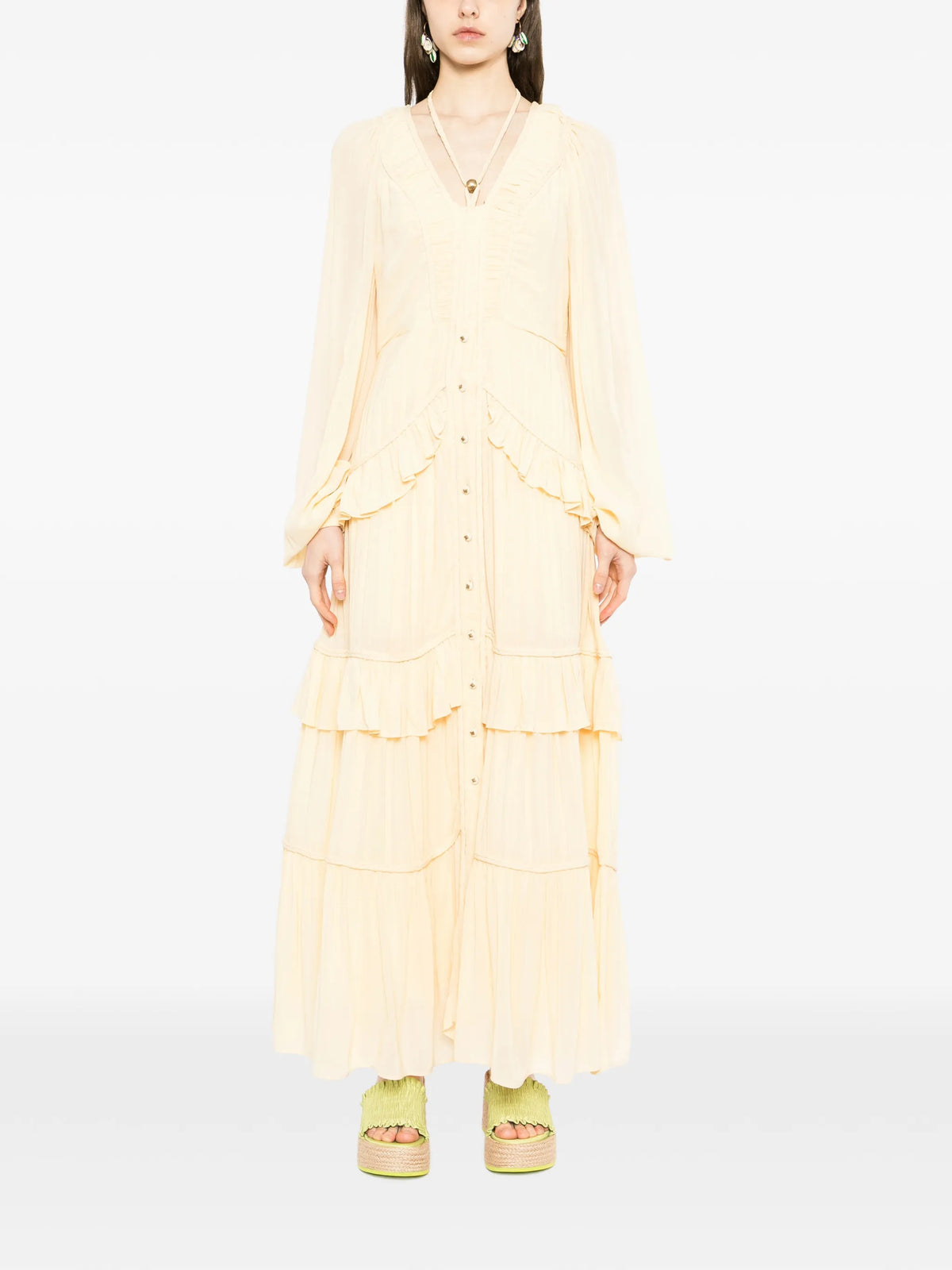 ruffled buttoned maxi dress