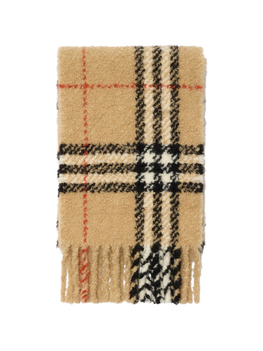 check alpaca wool-blend bouclé scarf